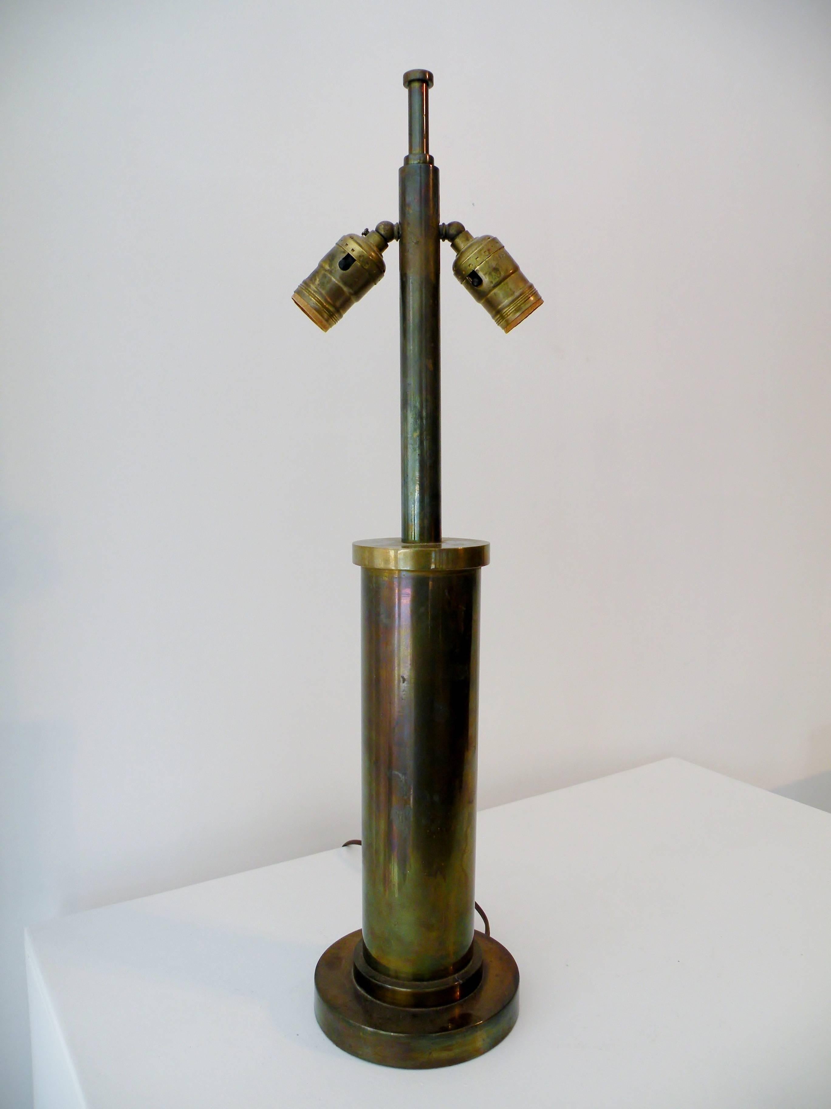 1940s Streamline Machine Age Modern Brass Table Lamp For Sale 3