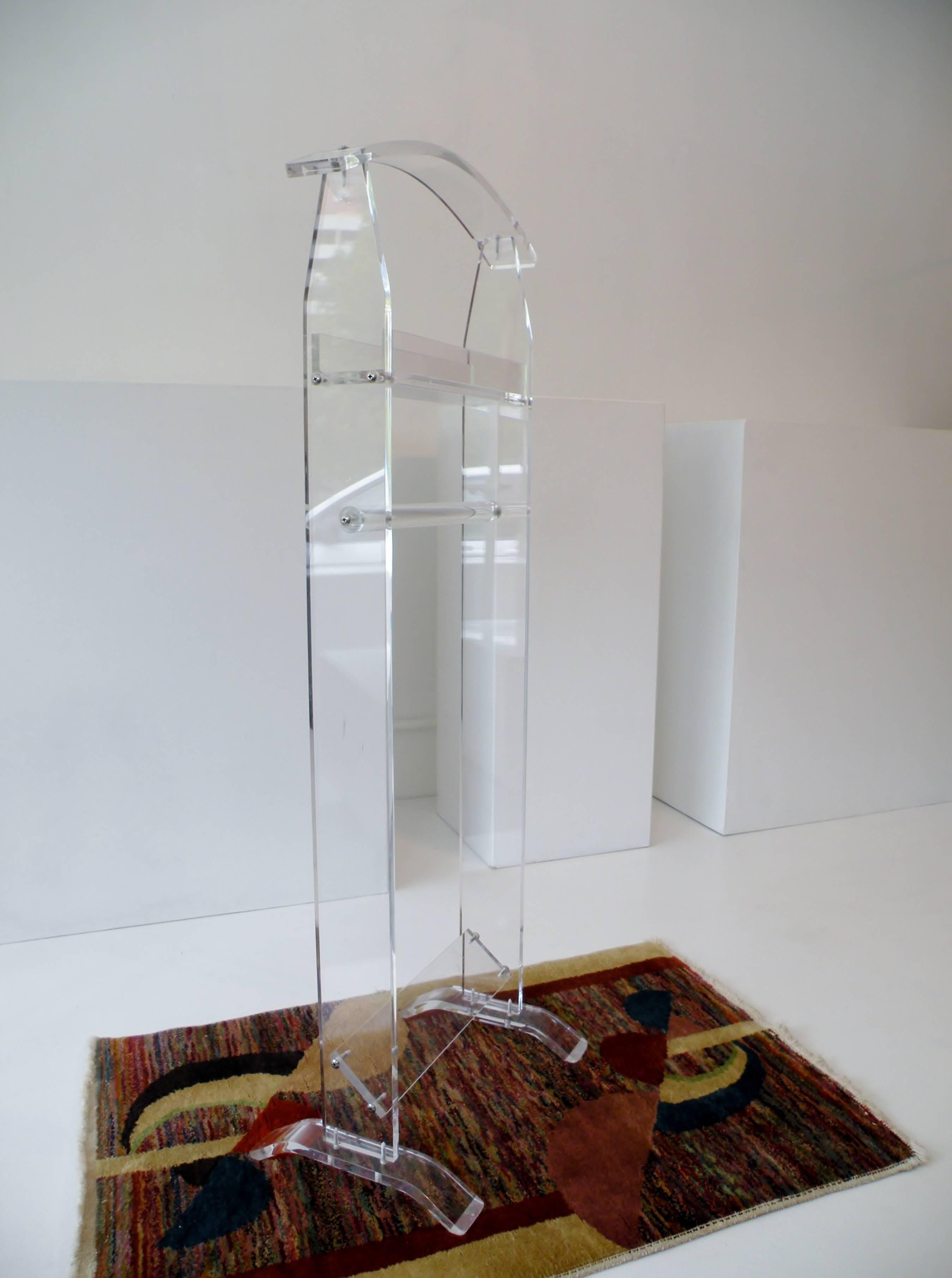 20th Century Modern 1970s Acrylic Lucite Valet Stand For Sale