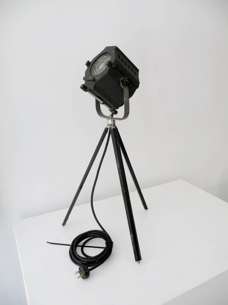 Industrial Kleigl Theater Spotlight Table Lamp Streamline, Midcentury