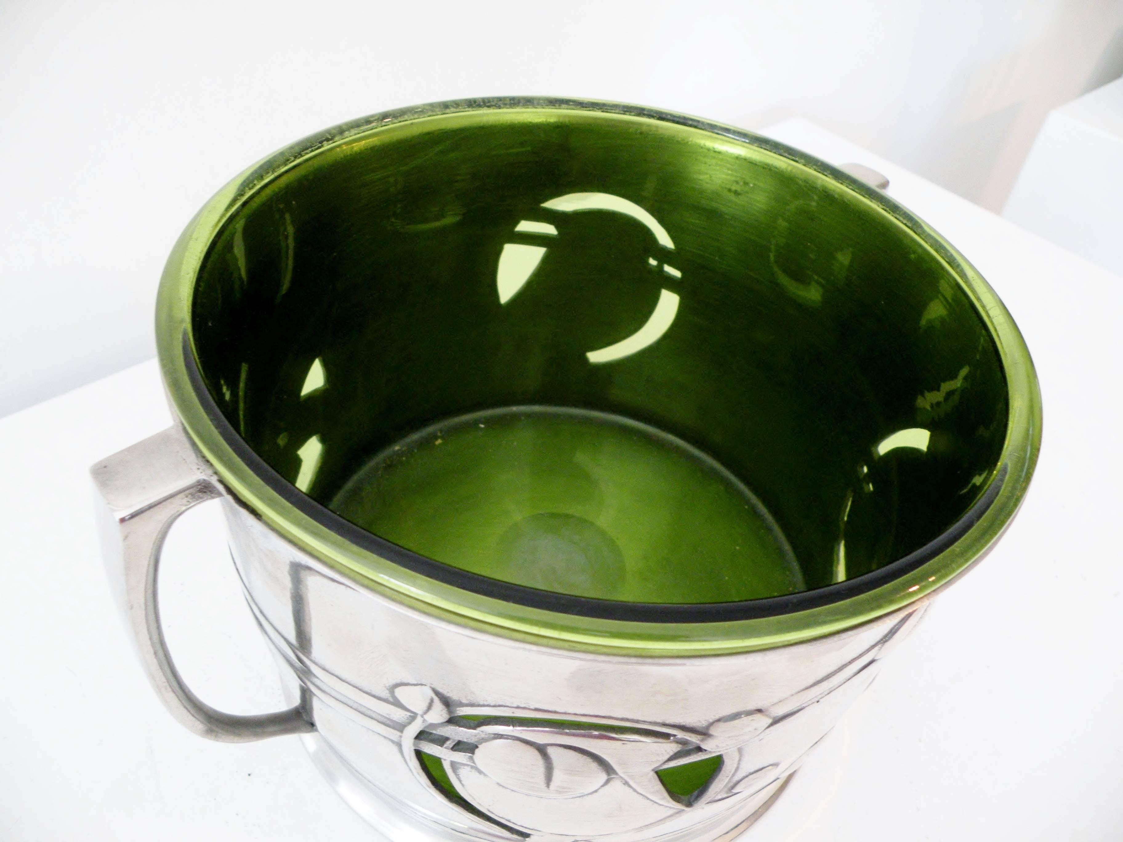 Blown Glass Archibald Knox Liberty & Co. Art Nouveau Tudric Wine Chiller Bowl Celtic Revival