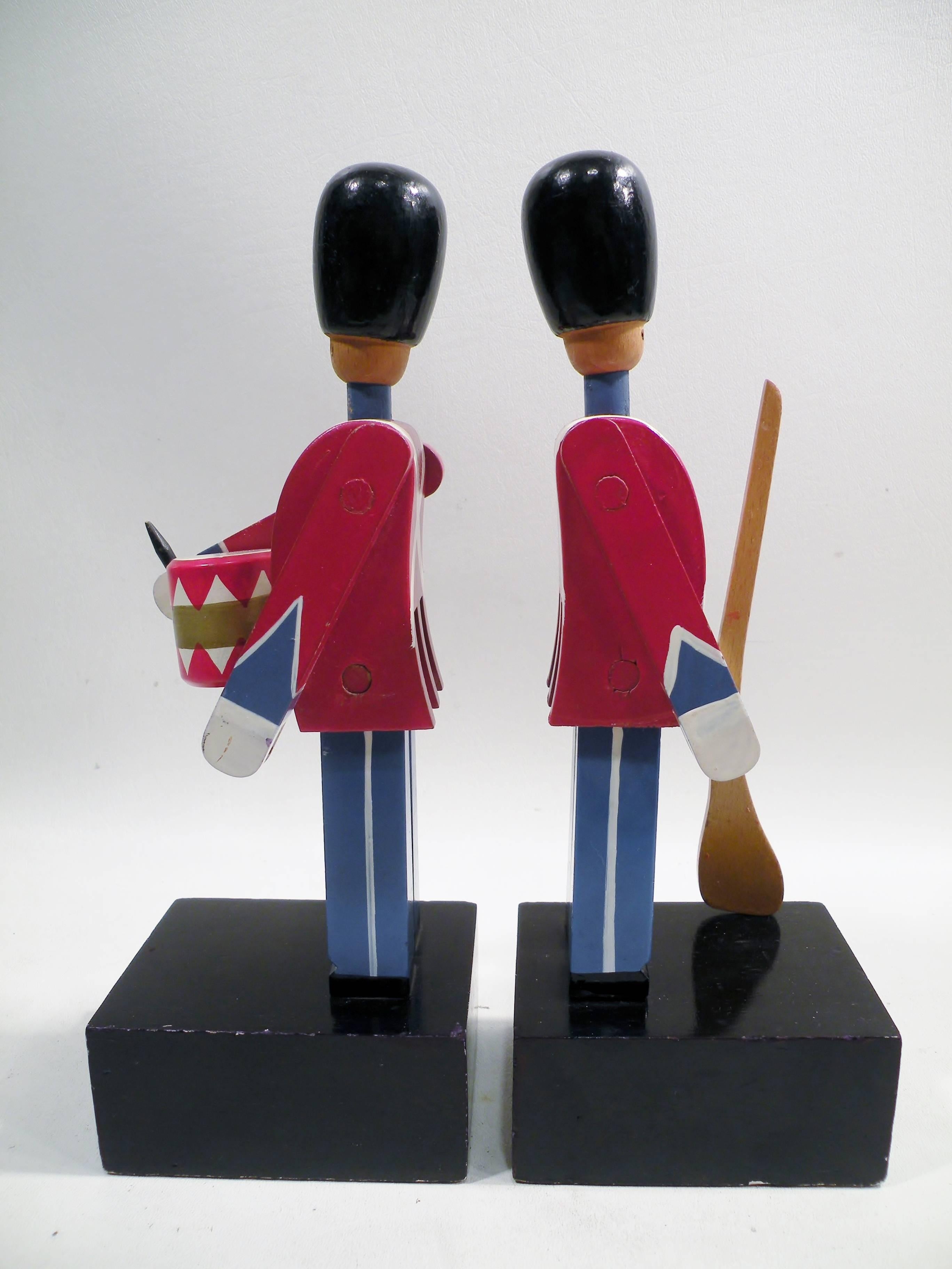 Painted 1960s Kay Bojesen Pair of Soldier Royal Guardsman Bookends Mid-Century
