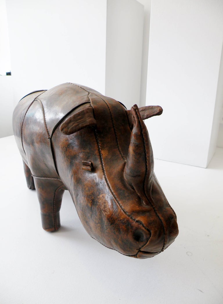 Dimitri Omersa Leather Rhinoceros Ottoman Footstool Abercrombie and
