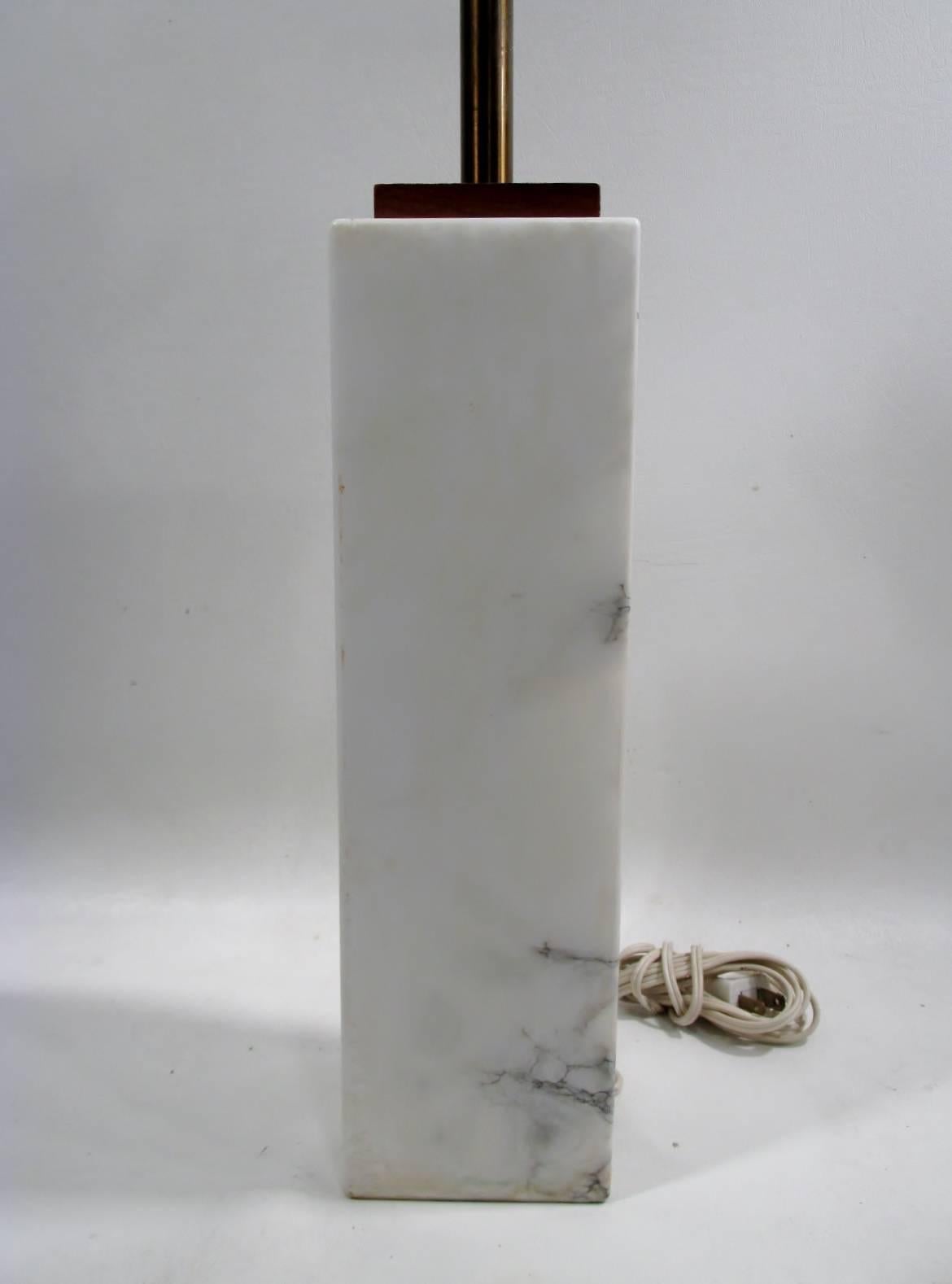 American T.H. Robsjohn-Gibbings for George Hanson Travertine Marble Table Lamp For Sale