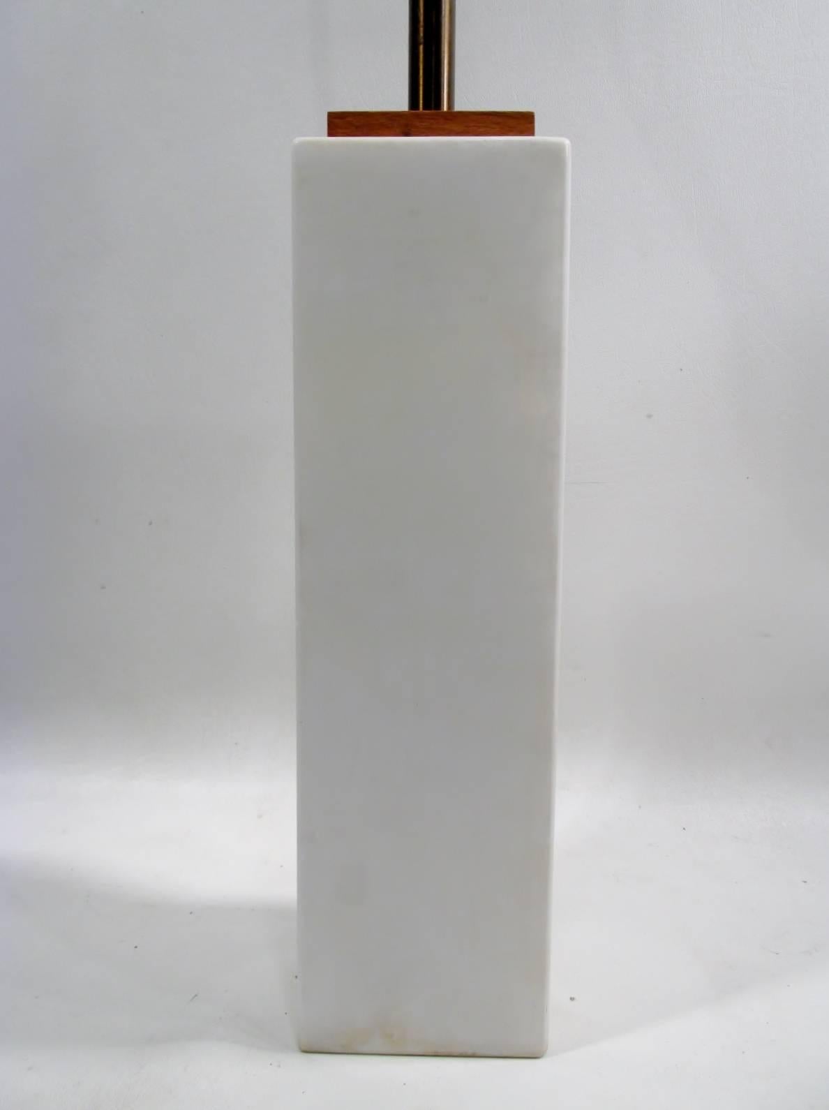 20th Century T.H. Robsjohn-Gibbings for George Hanson Travertine Marble Table Lamp For Sale