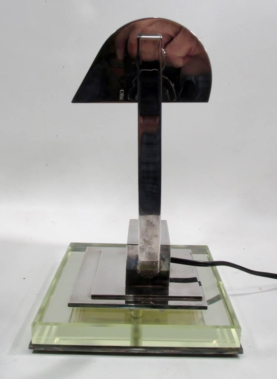 French Art Deco Silver Executive Desk Lamp for Maison Damon, Boris