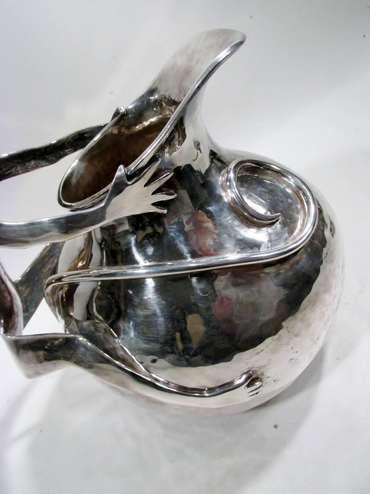 Emilia Castillo Taxco Silver Monkey Handled Water Pitcher In Excellent Condition In Denver, CO