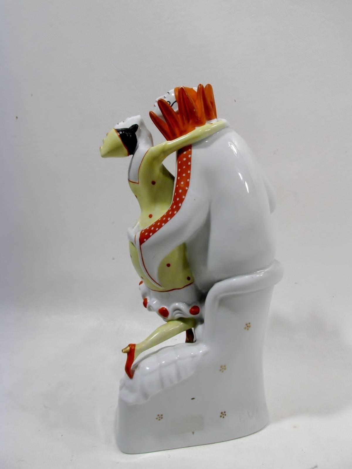 Art Deco Pierrot & Columbine Figurine Heinz Schaubach, Fraureuth Wallendorf In Good Condition In Denver, CO