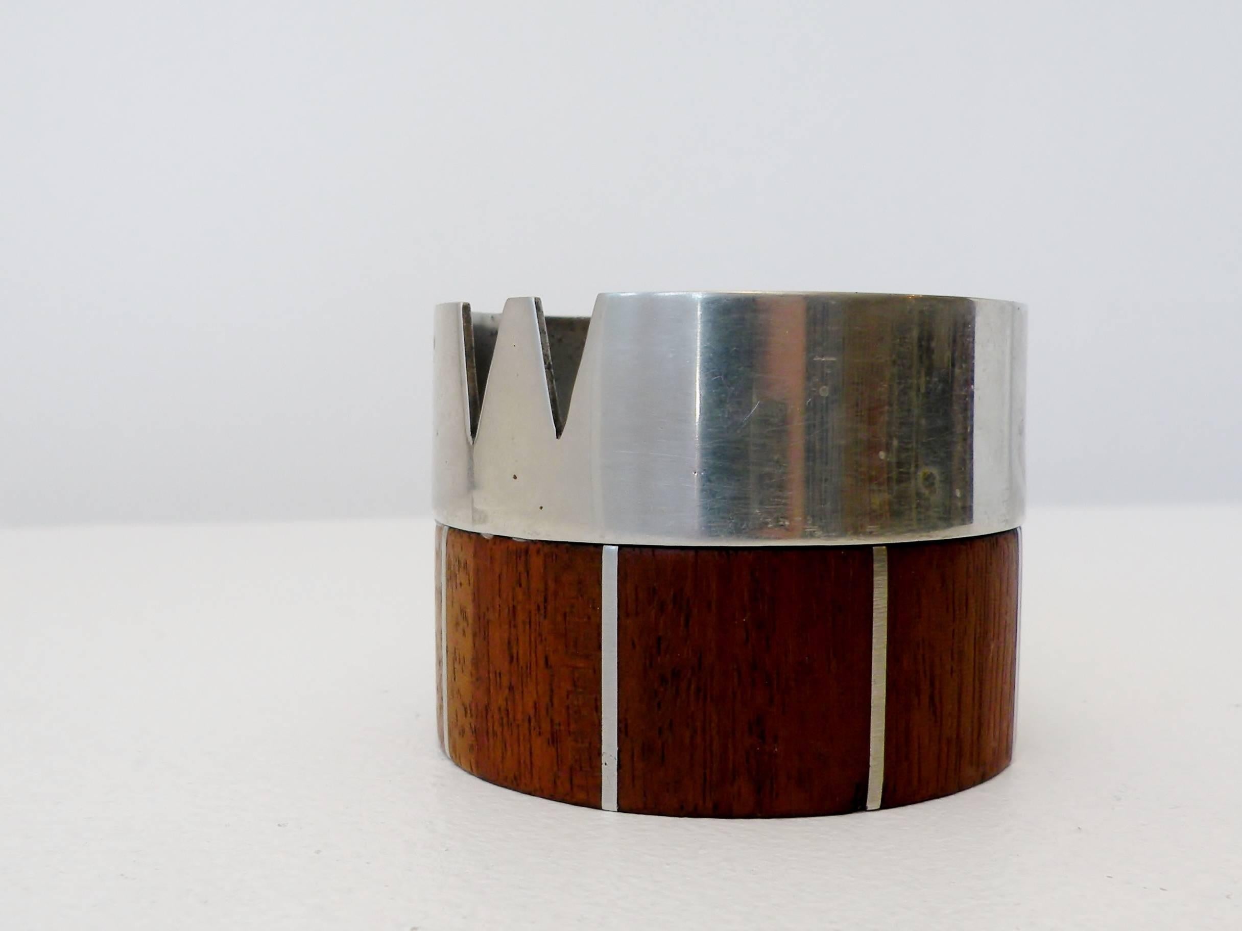 Mid-Century Modern Paul Evans Phillip Lloyd Powell Stainless Steel Walnut Ash Receiver For Sale