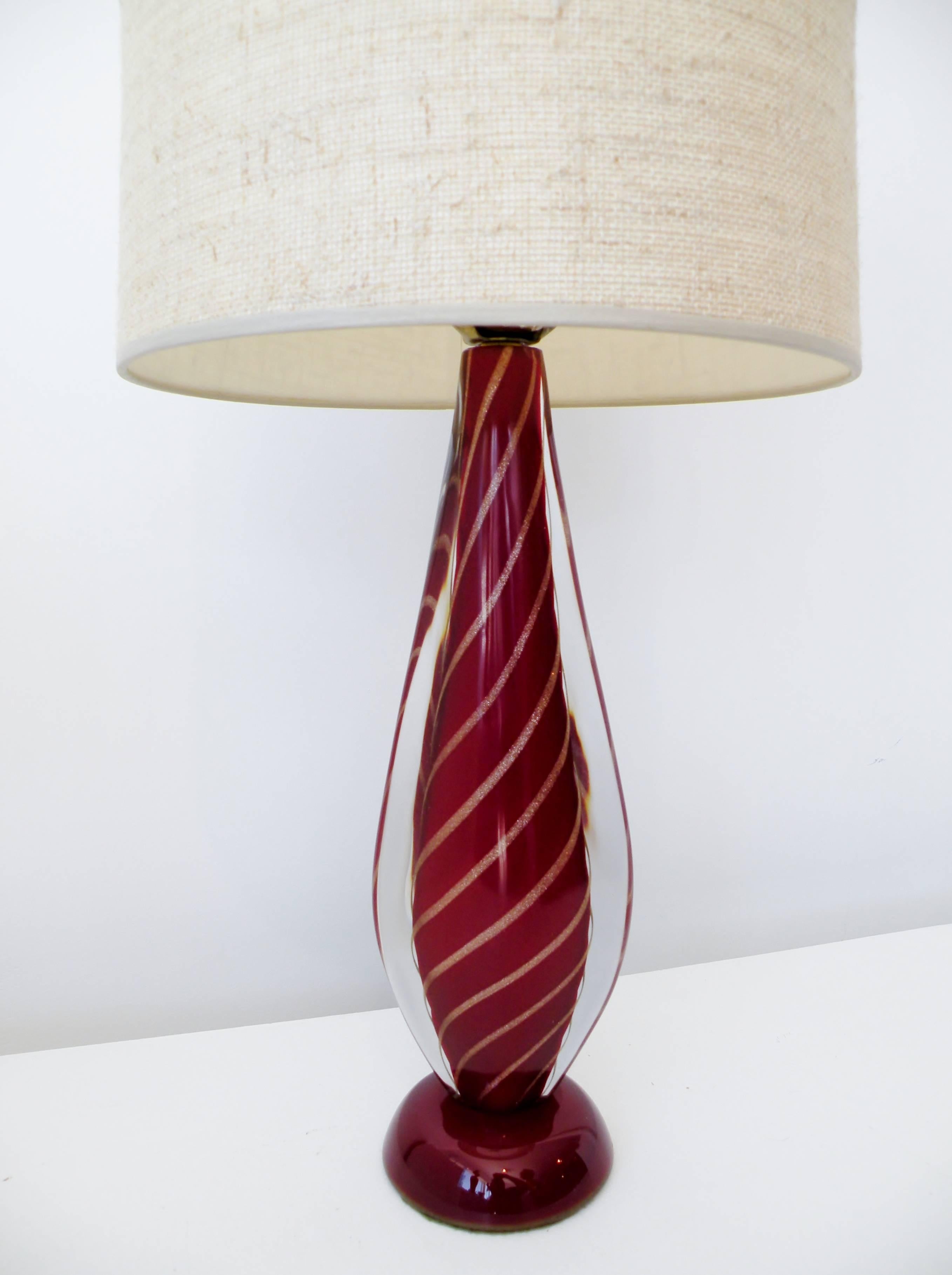 Mid-Century Modern Seguso Sommerso Flavio Poli Attributed Italian Murano Glass Table Lamp