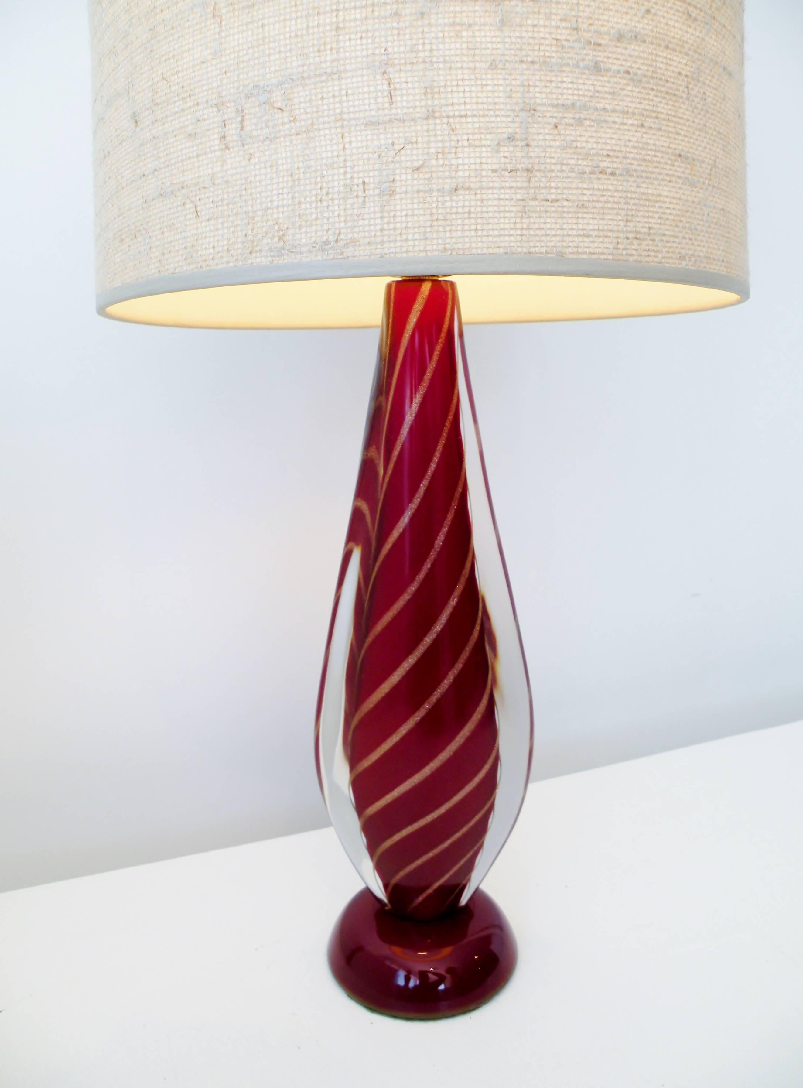 Hand-Crafted Seguso Sommerso Flavio Poli Attributed Italian Murano Glass Table Lamp