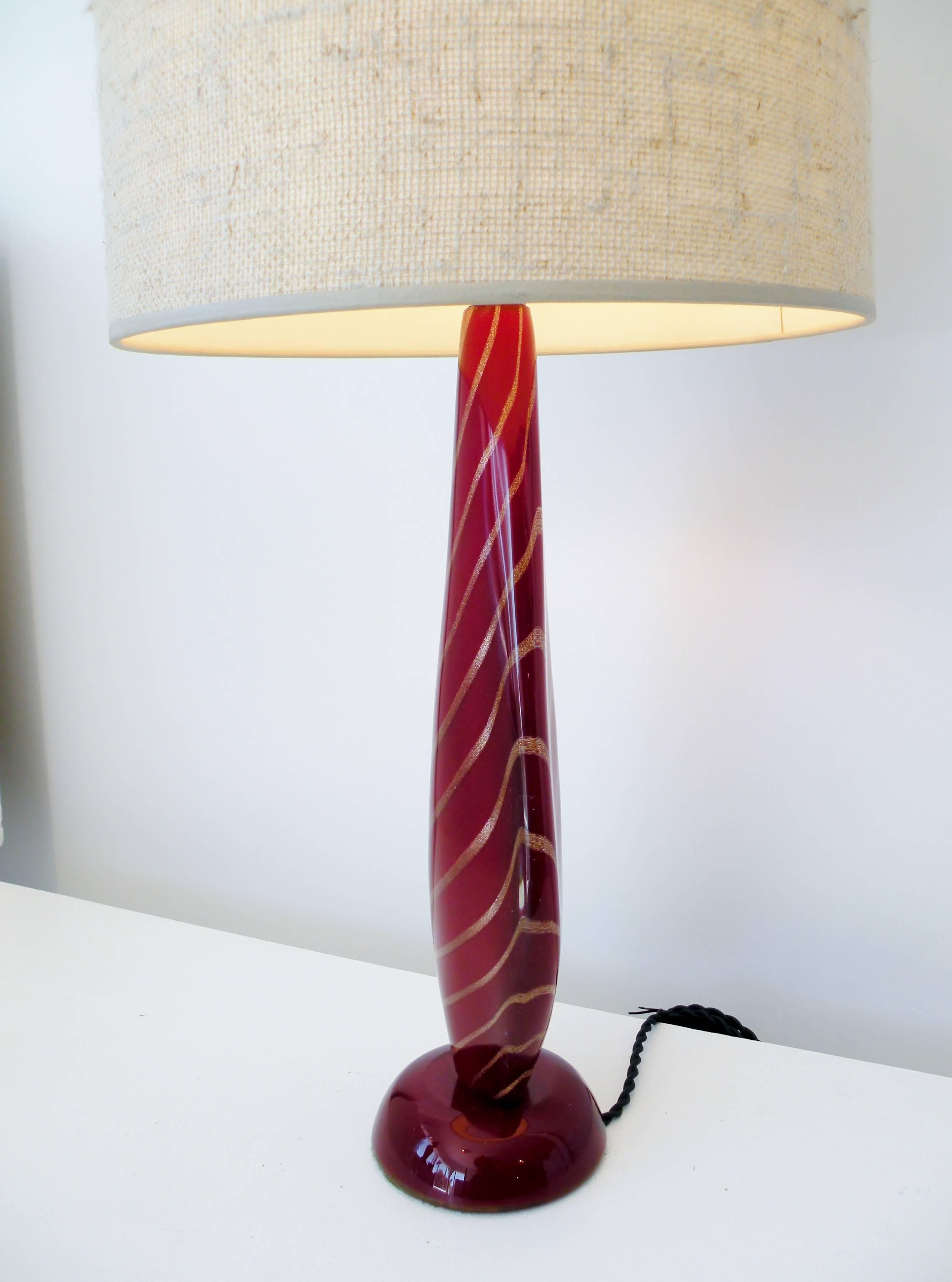 Seguso Sommerso Flavio Poli Attributed Italian Murano Glass Table Lamp In Excellent Condition In Denver, CO