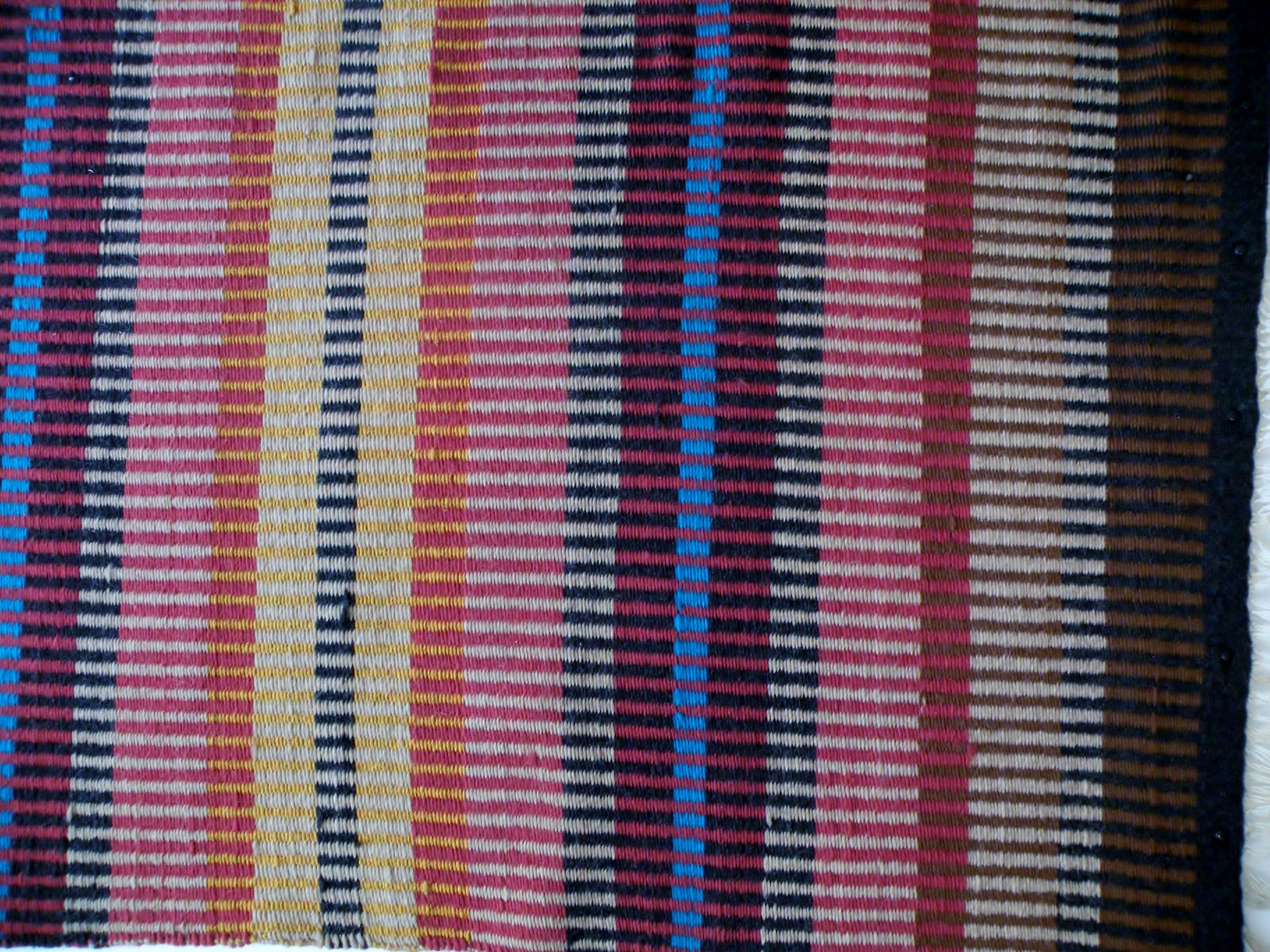 American Craftsman California Craft Linear Abstract Woven Textile Bauhaus Inspired Rug