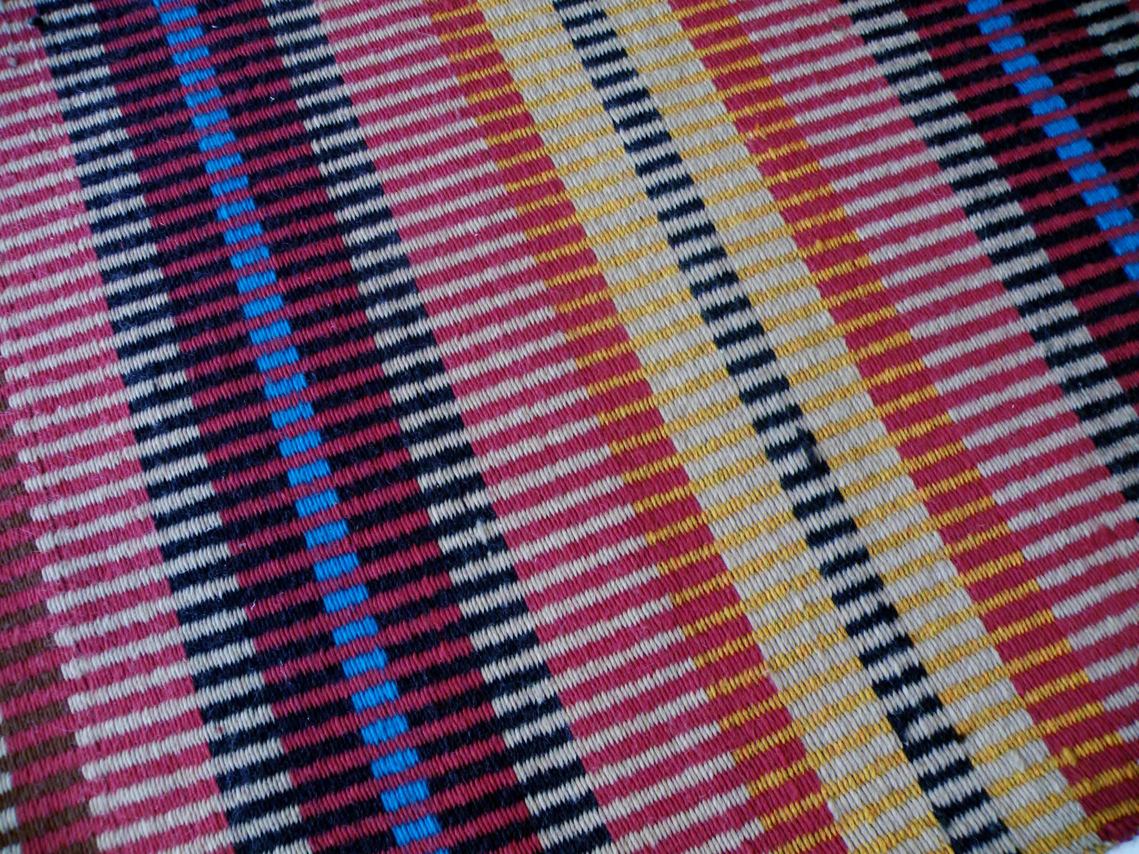 American California Craft Linear Abstract Woven Textile Bauhaus Inspired Rug