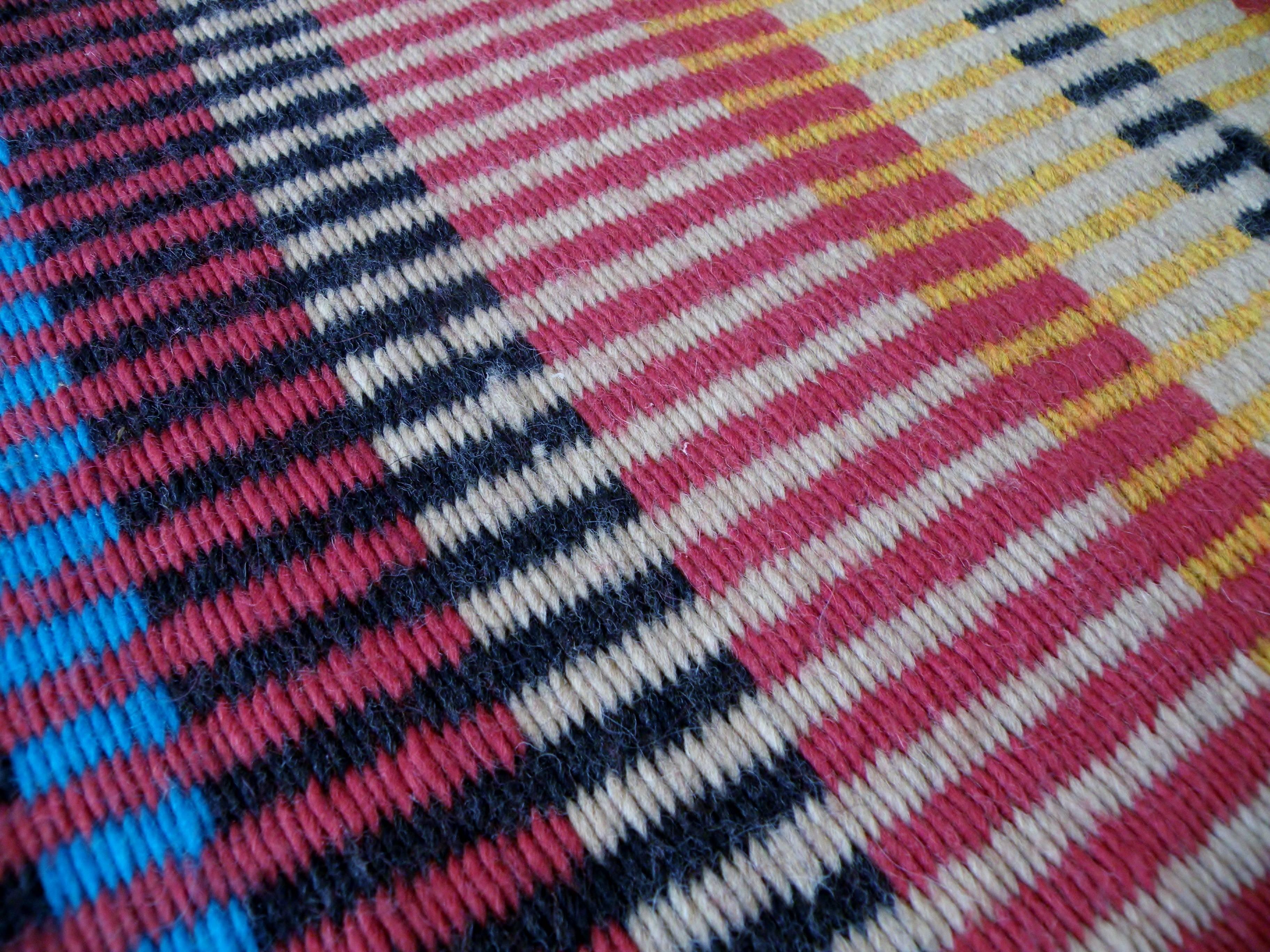 Hand-Woven California Craft Linear Abstract Woven Textile Bauhaus Inspired Rug