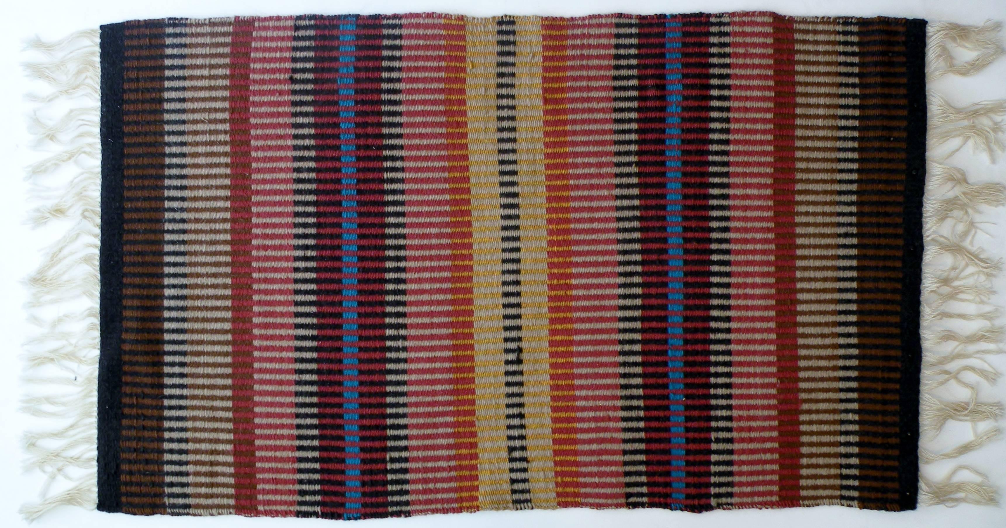 20th Century California Craft Linear Abstract Woven Textile Bauhaus Inspired Rug