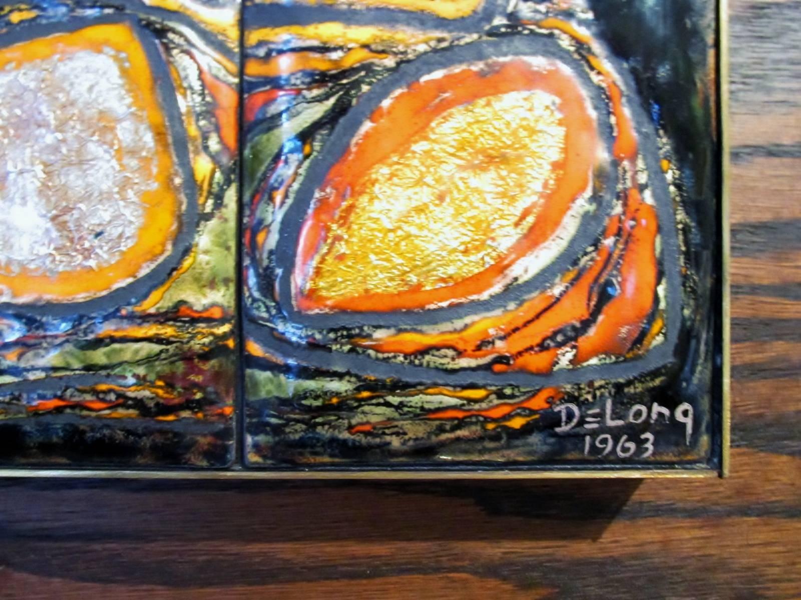 Barbara DeLong Modernist Abstract Enamel on Copper Wall Art In Excellent Condition In Denver, CO