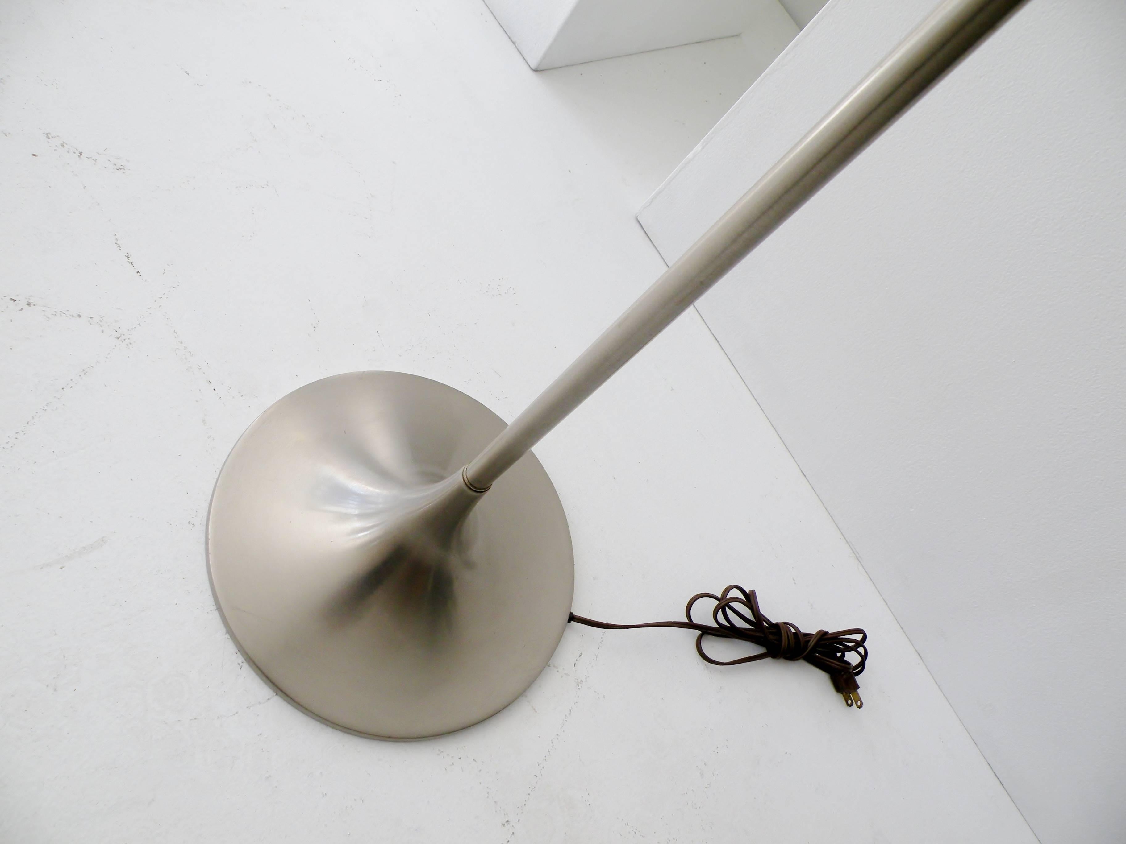 Laurel Brushed Aluminium Floor Lamp Mushroom Shade In Good Condition In Denver, CO