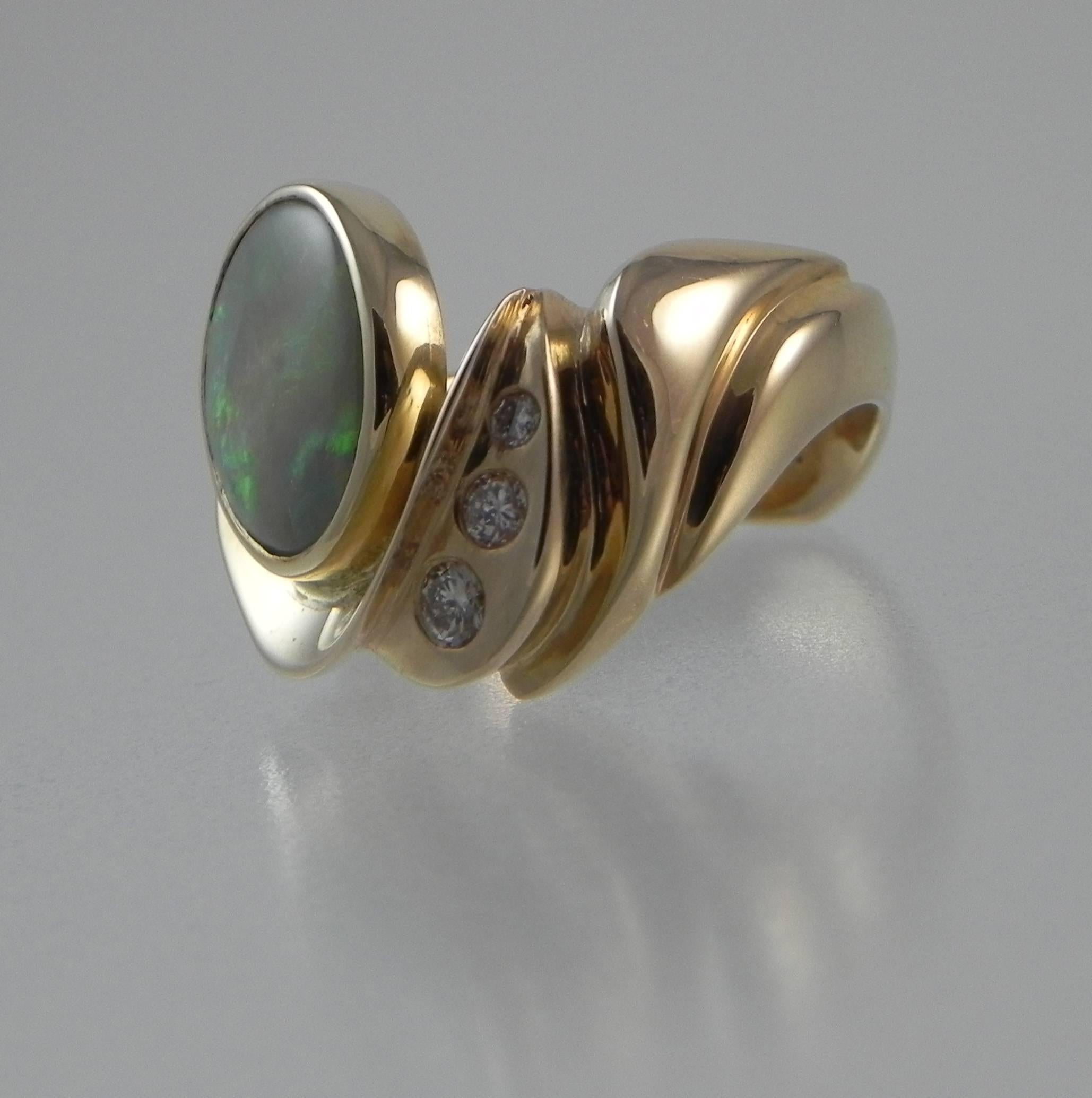 Modern “What The Skies In Heaven Must Look Like” Gold and Opal One-of-a-Kind Ring For Sale
