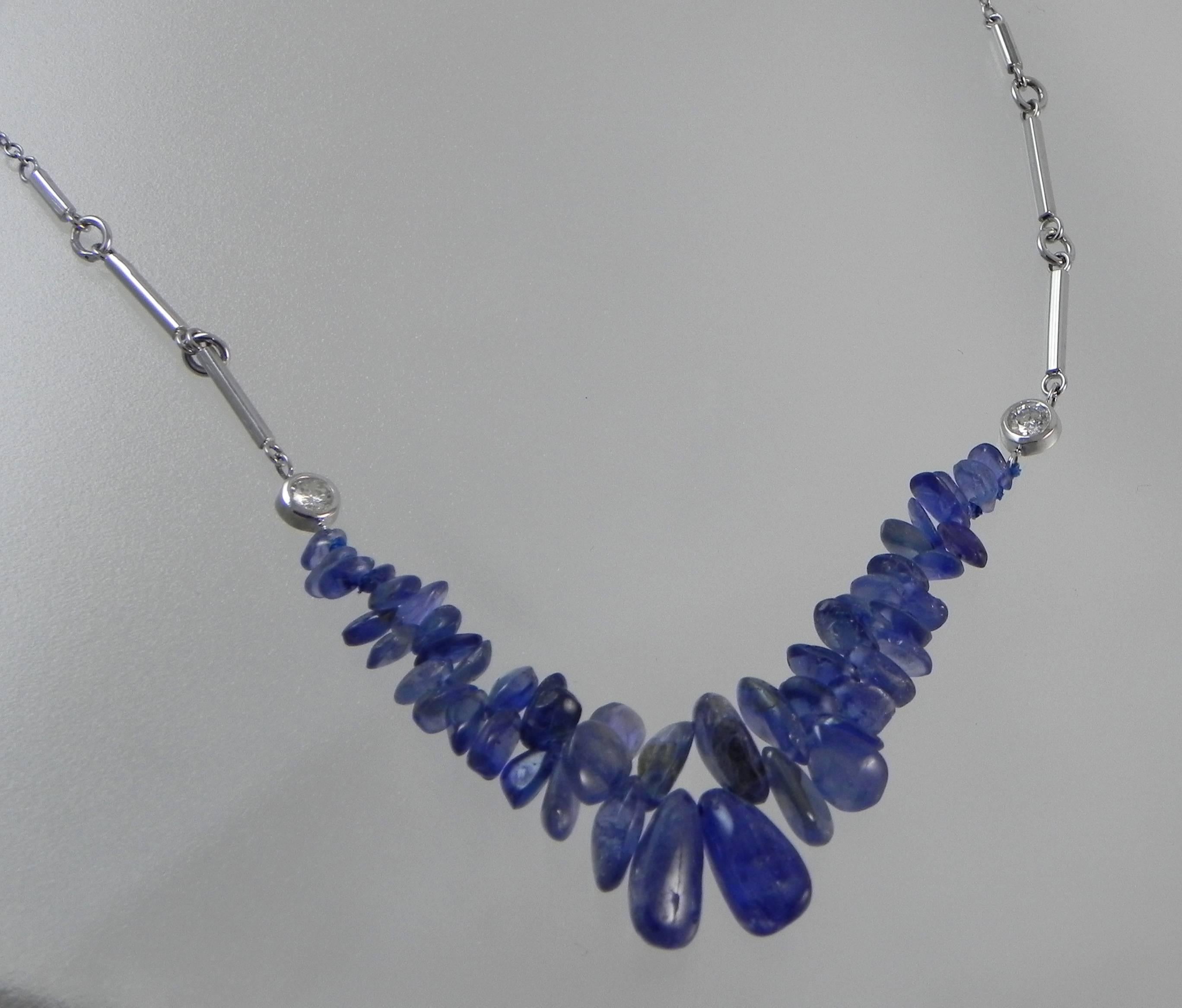 Natural River Tumble Ceylon Blue Sapphires from the 1940s Pendent Necklace In Excellent Condition For Sale In Denver, CO