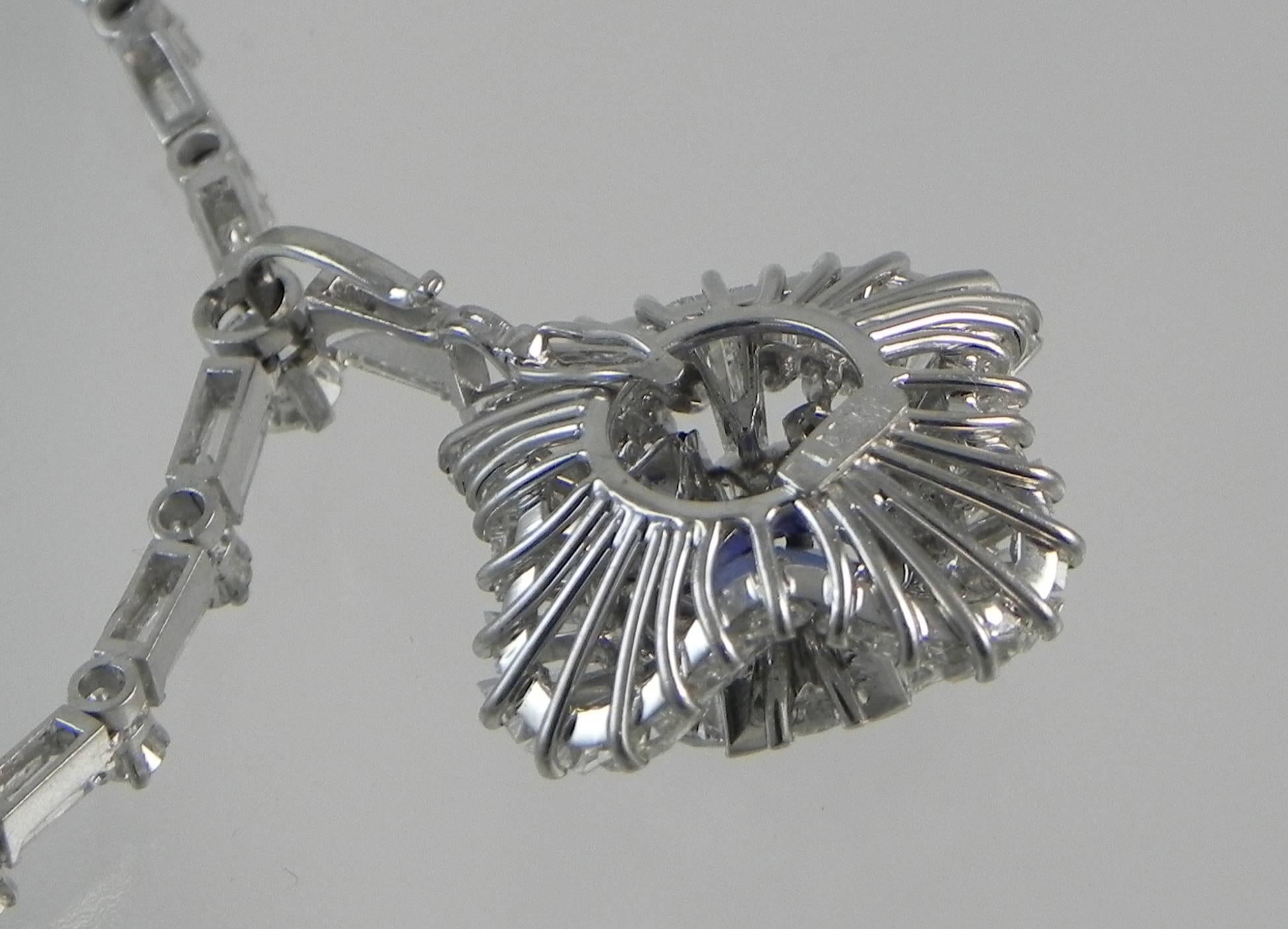 Platinum, Diamond and Blue Sapphire Neck Piece In Excellent Condition For Sale In Denver, CO