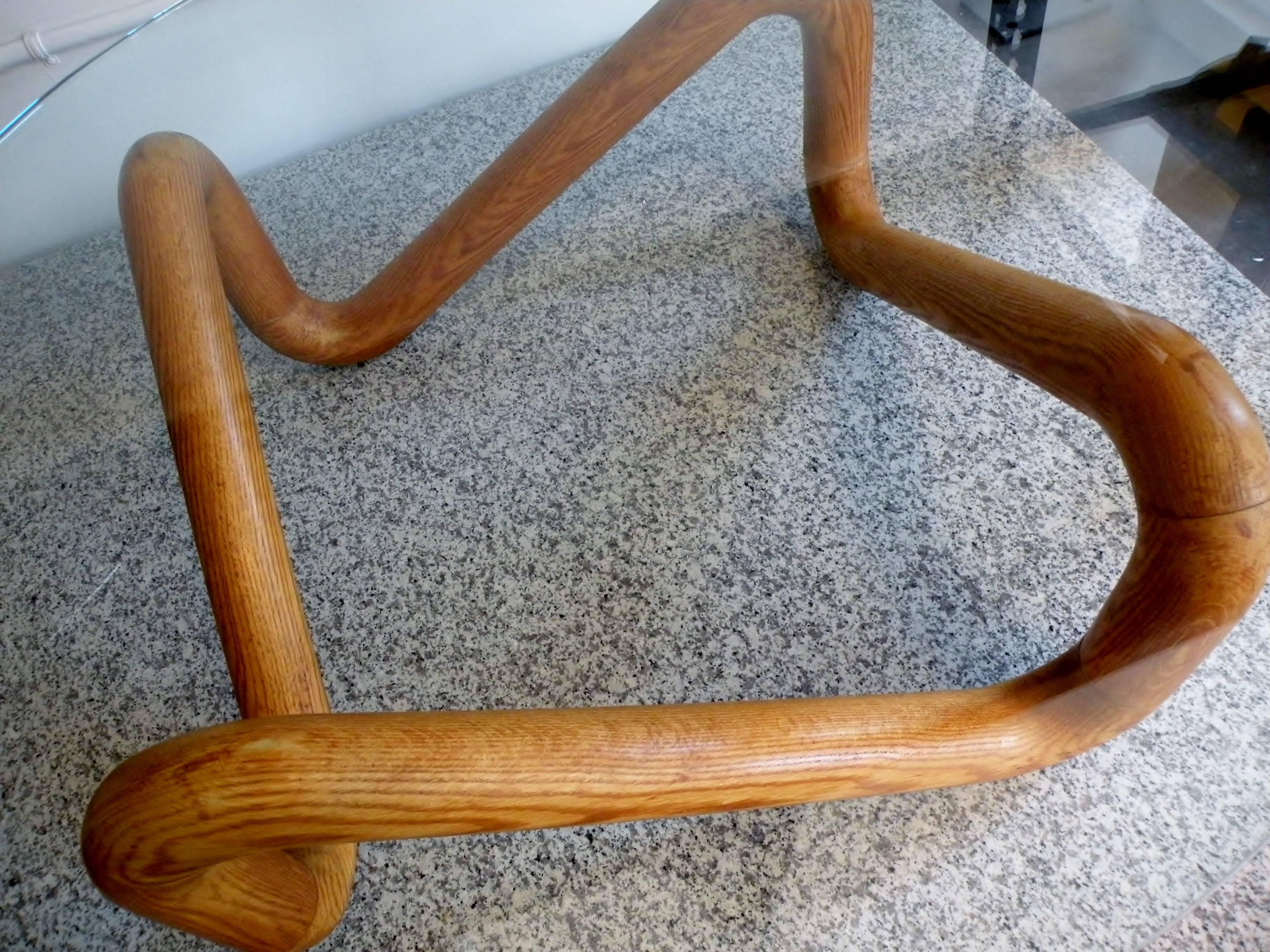 Harvey Probber Mid-Century Sculpted Oak and Glass Coffee Cocktail Table In Good Condition In Denver, CO