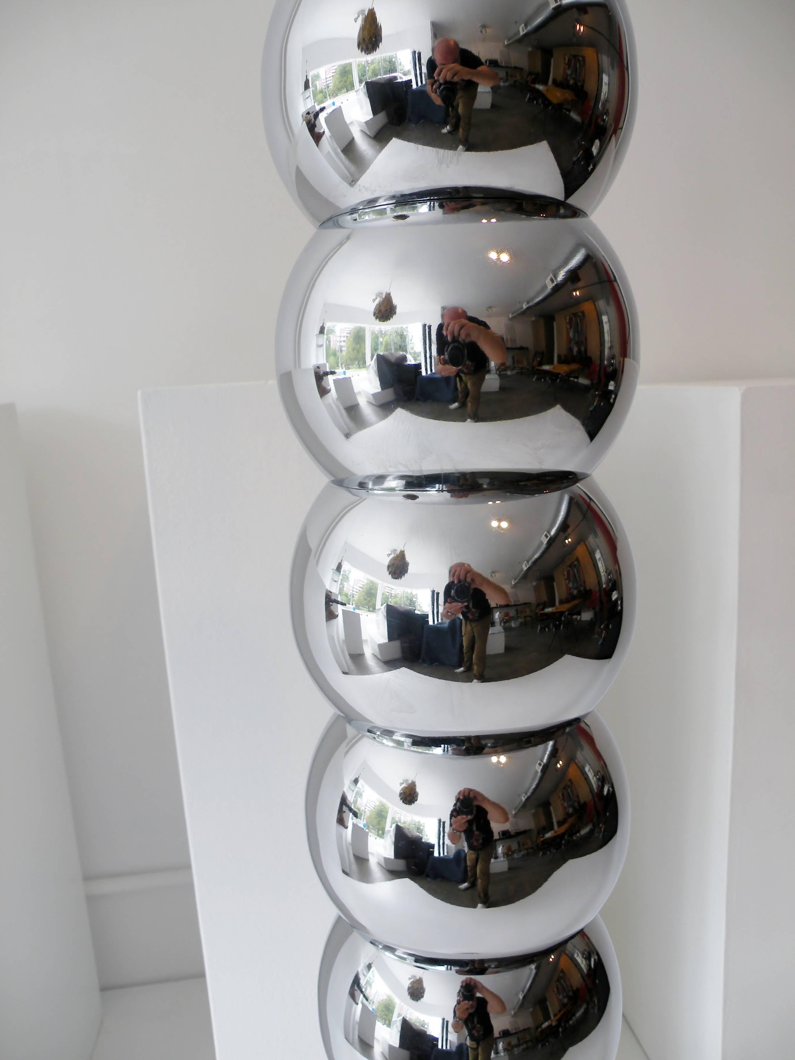 Metal George Kovacs Mid-Century Modern Stacked Chrome Ball Floor Lamp Sonneman