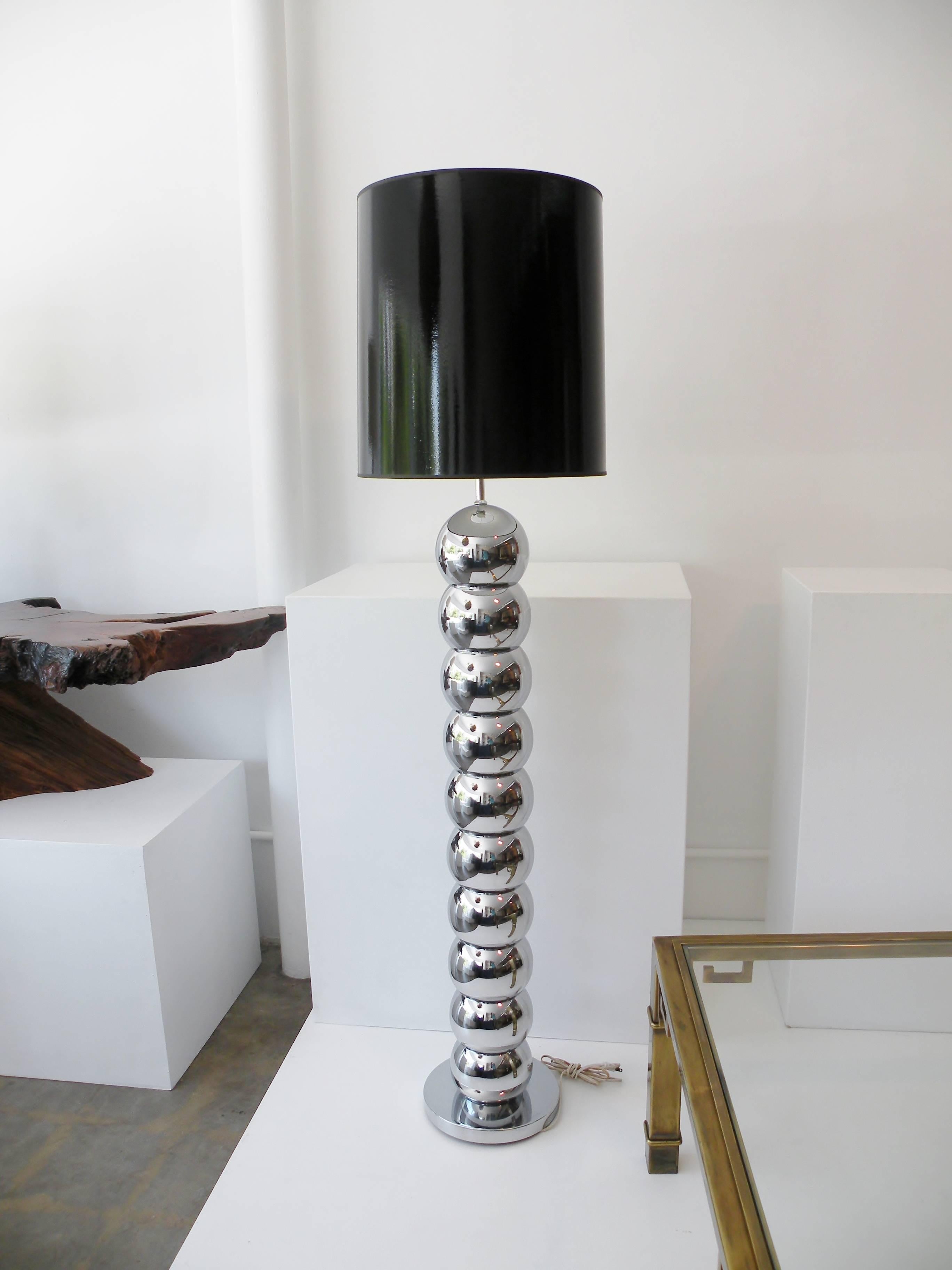 George Kovacs Mid-Century Modern Stacked Chrome Ball Floor Lamp Sonneman 2