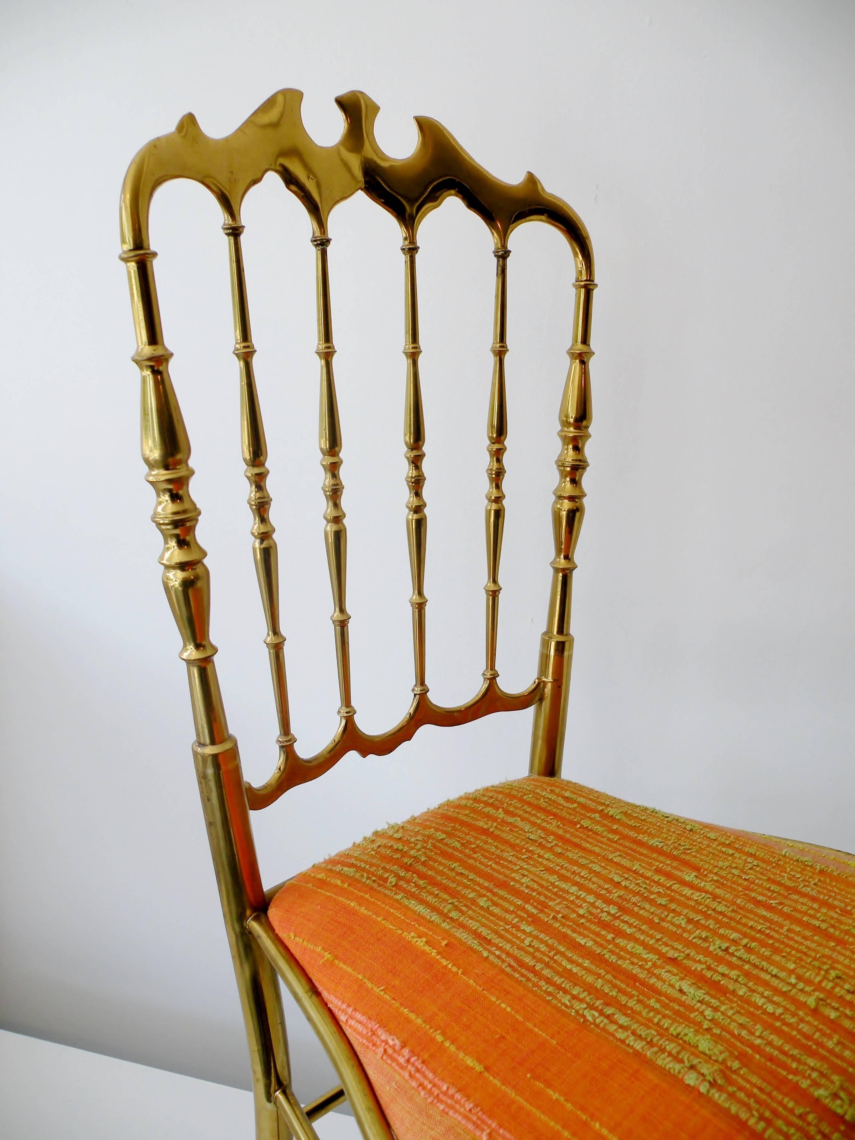 1960s Italian Brass Midcentury Hollywood Regency Chiavari Chair In Good Condition In Denver, CO