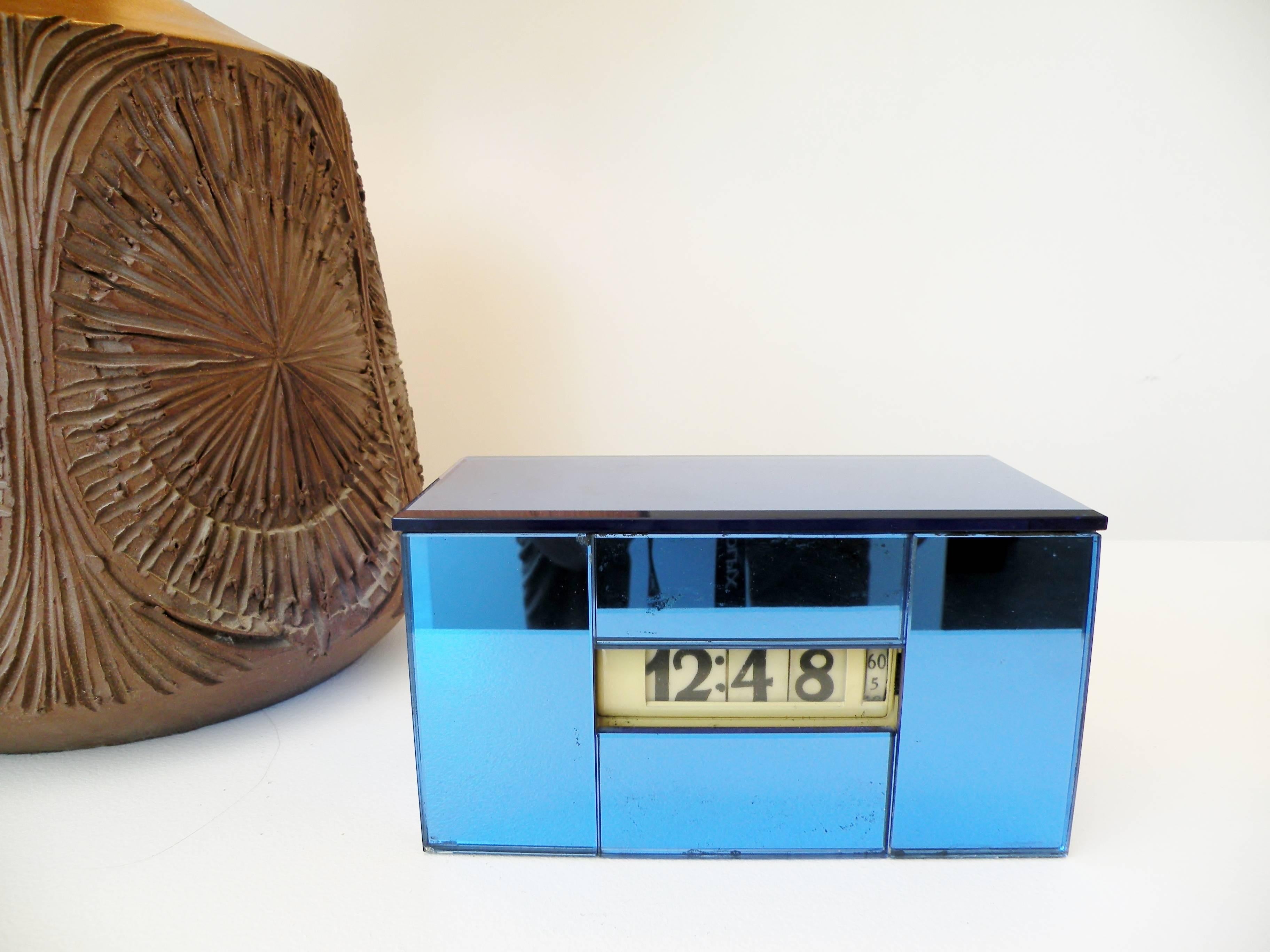 Art Deco 1930s Lawson Cyclometer Digital Clock Blue Mirror Model 99 1