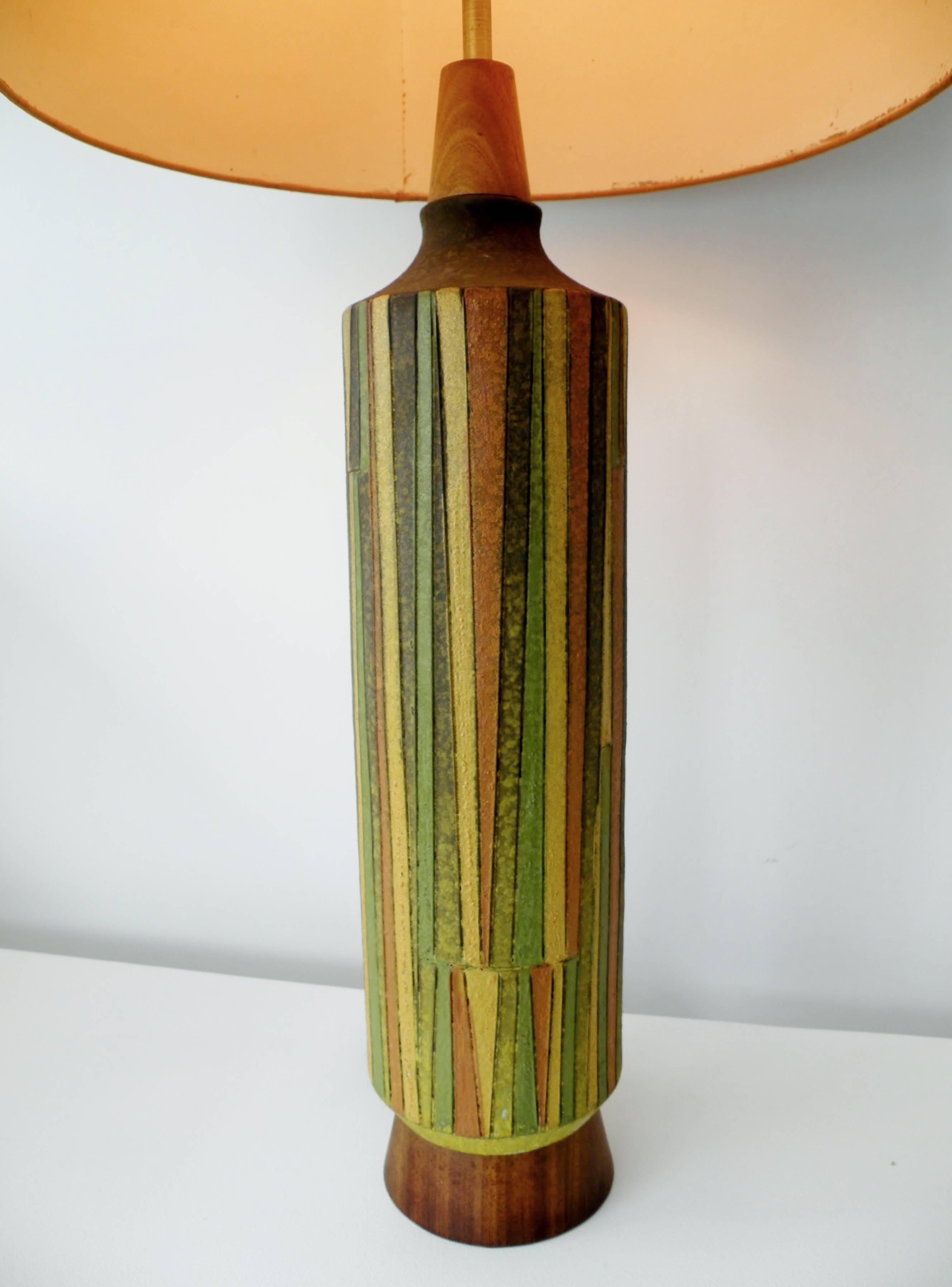 Monumental Italian art pottery table lamp from the 