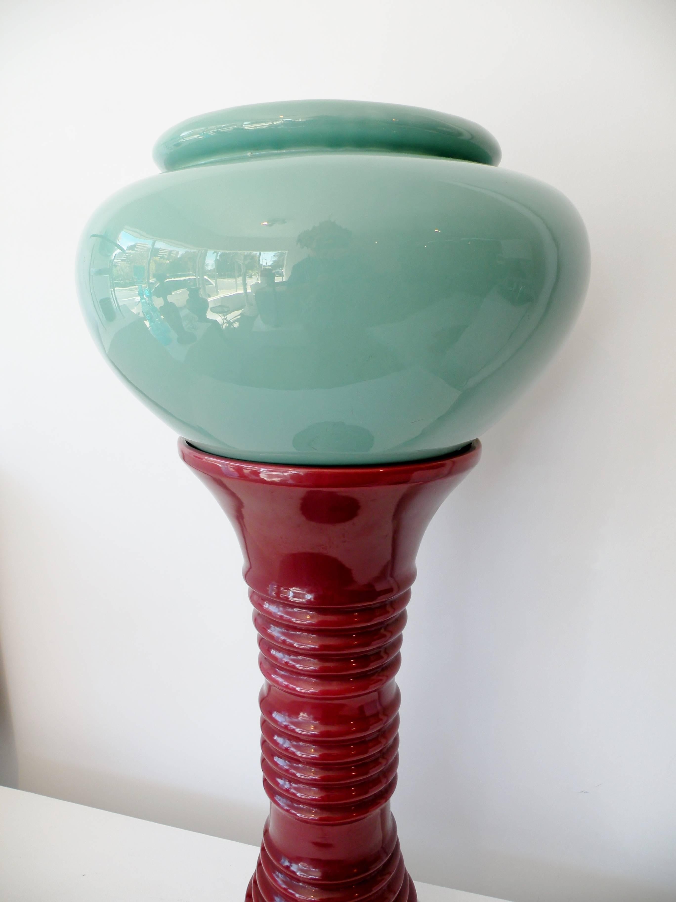 Art Nouveau Art Deco California Pacific Pottery Oil Jar and Stand Jardiniere For Sale