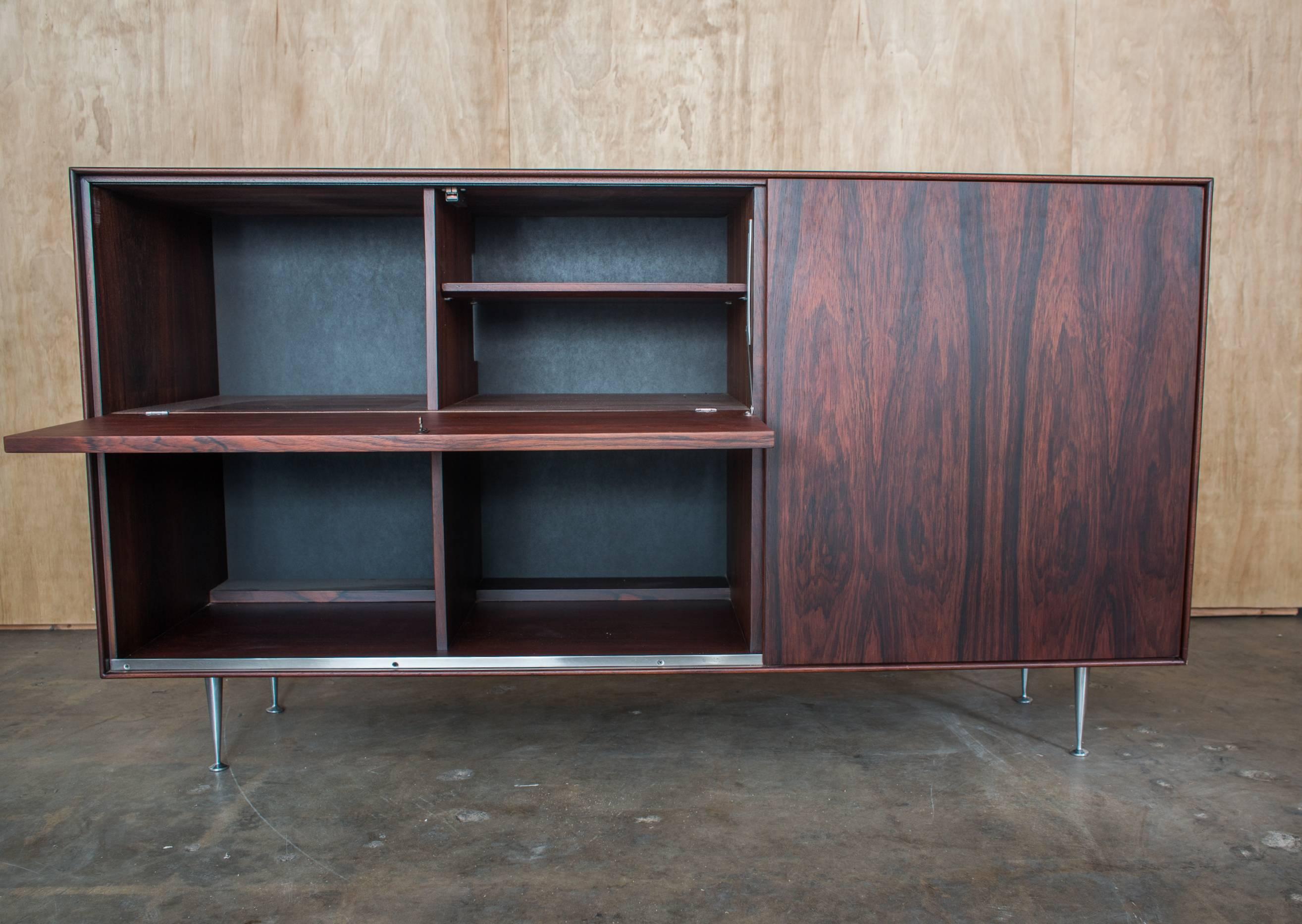 Mid-Century Modern George Nelson & Assoc. Herman Miller Rosewood Thin Edge Series Credenza Dry Bar For Sale