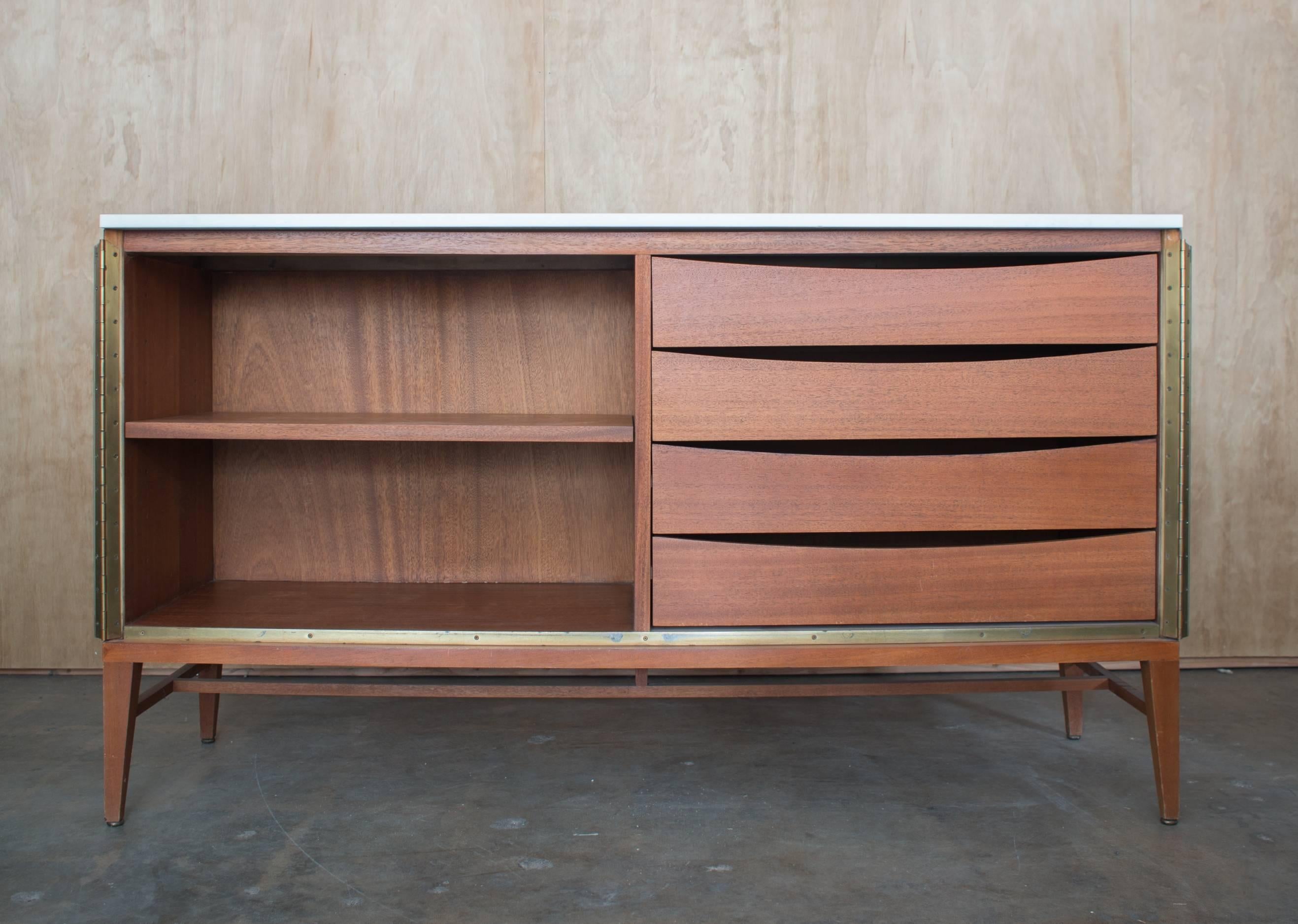 Mid-Century Modern Paul McCobb Irwin Collection Sideboard Credenza Mahogany Marble Calvin Furniture