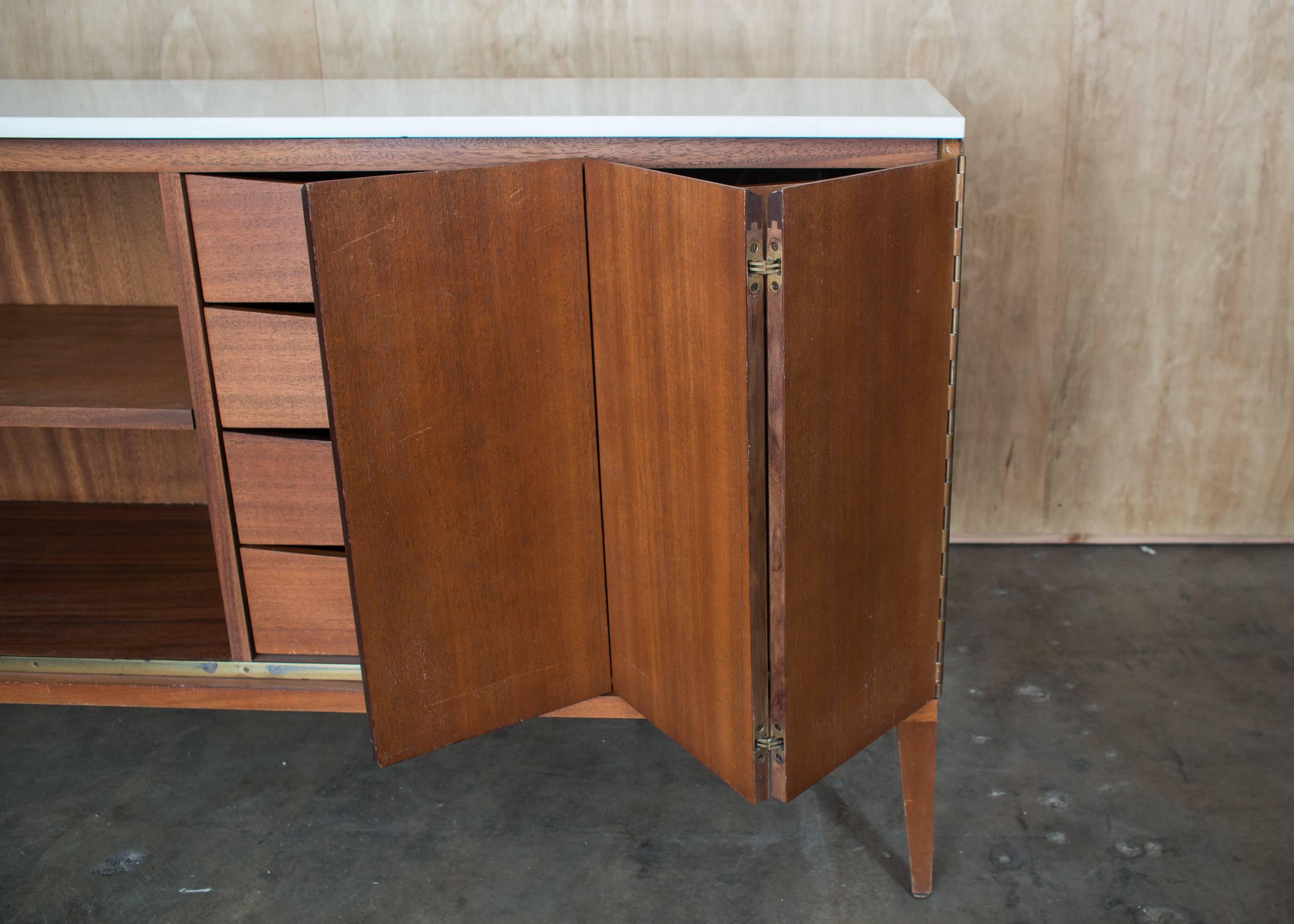 20th Century Paul McCobb Irwin Collection Sideboard Credenza Mahogany Marble Calvin Furniture