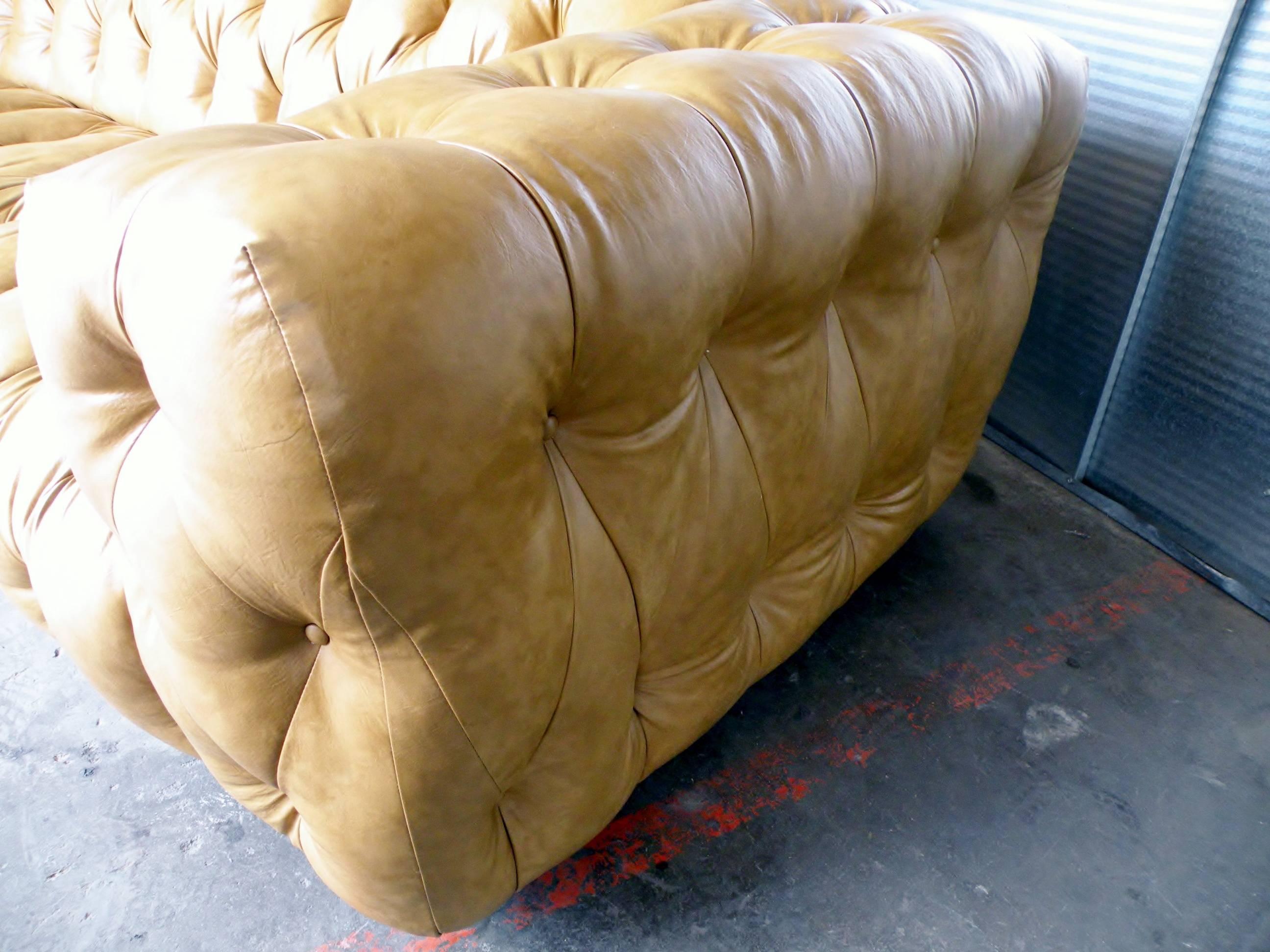 Upholstery Milo Baughman Thayer Coggin Button Tufted Tuxedo Chesterfield Sofa For Sale