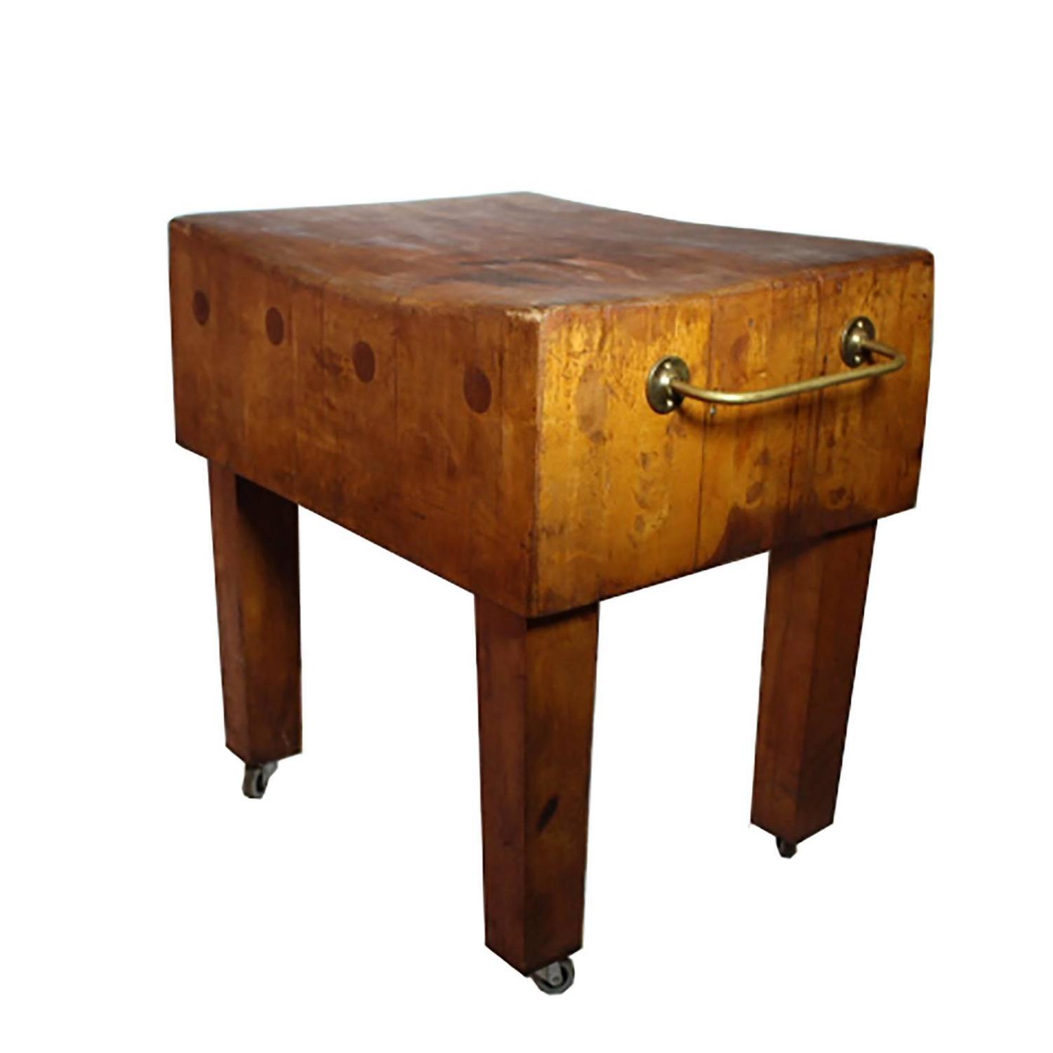 Early 20th Century Large Parqueted Butcher Block at 1stdibs