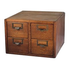 1930s Four-Drawer Library Index Card Cabinet