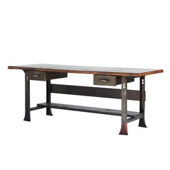 1930s Industrial Table/Workbench with Orignial Machine Shop Top