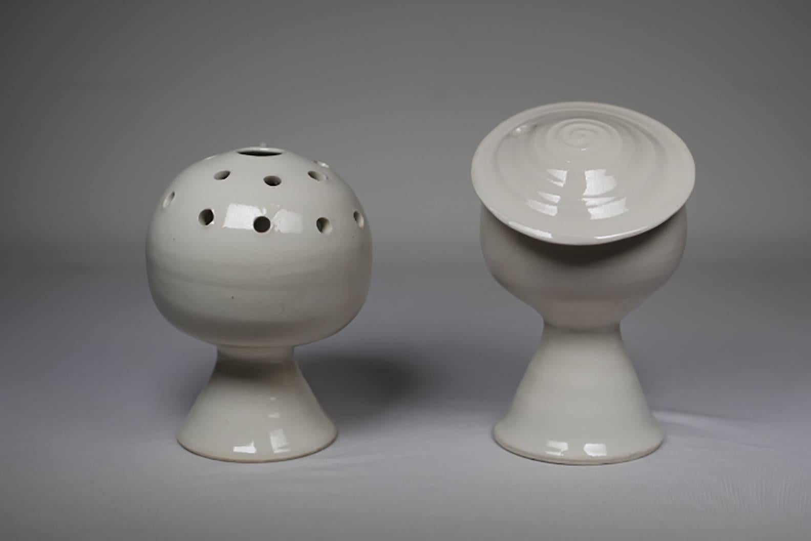American Pair of Glazed Ceramic Bud Vases/Sculptures