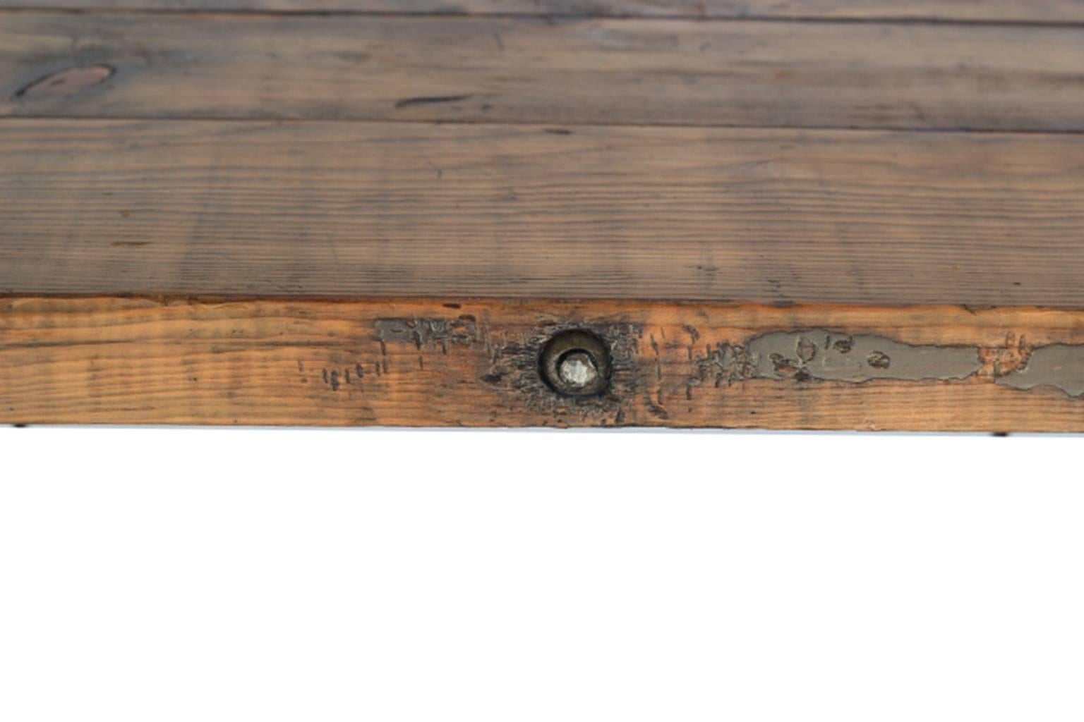 Wooden ship's hatch door with cast iron handles and straps. Very heavy and sturdy. Can be made into a coffee table or desk.