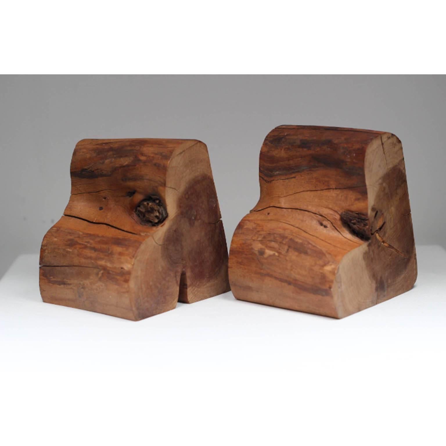 Beautiful carved wooden tree stump bookends.