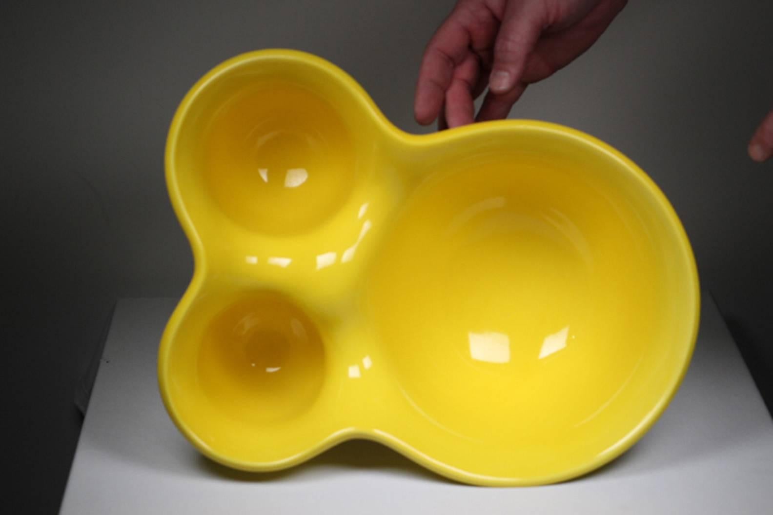 Contemporary Modern Italian Vibrant Yellow Glazed Ceramic Bowl