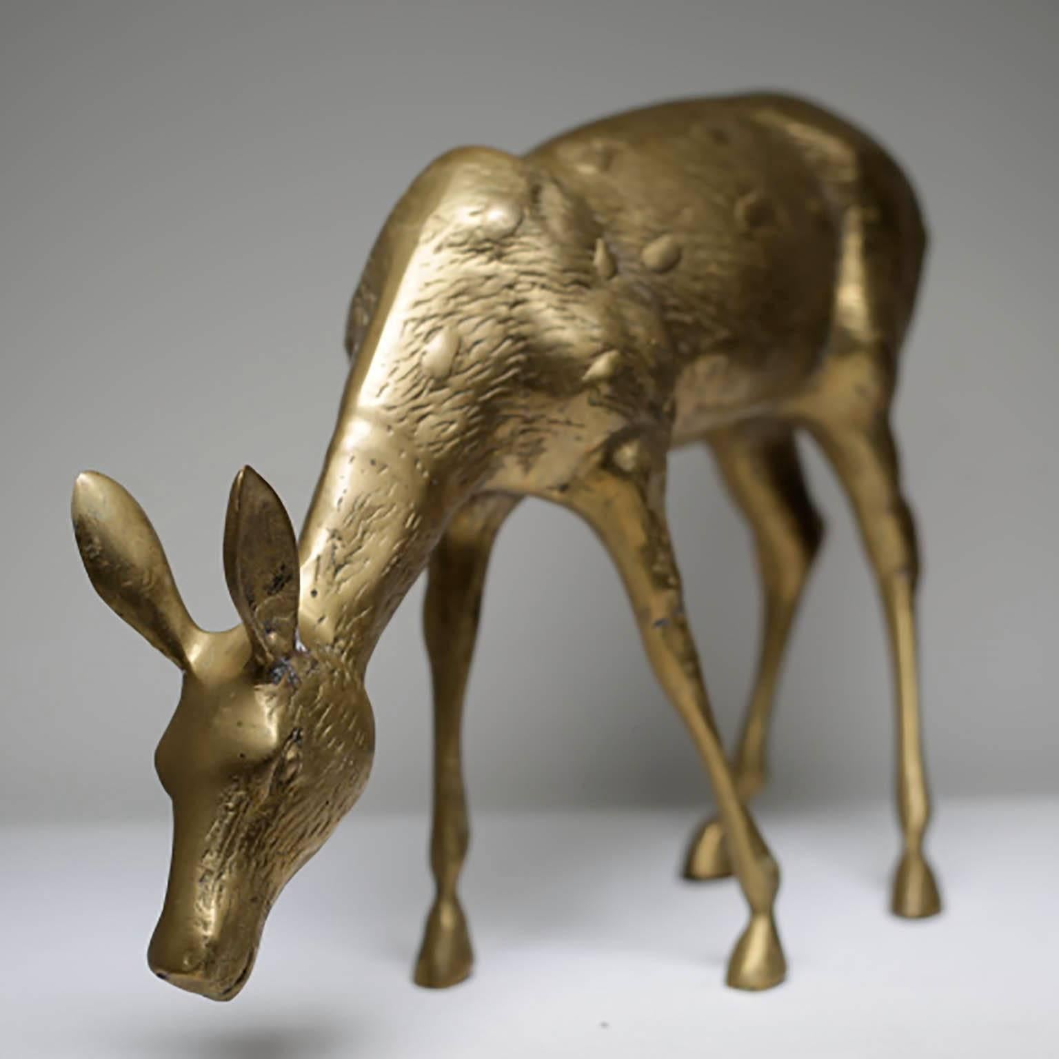 Mid-Century Modern Large Mid-Century Brass Deer, circa 1970s