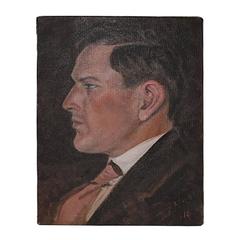 Early 20th Century Signed Acrylic Portrait by Listed Artist D. Neal, 1910