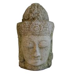 Early Mid-20th Century Stone Head of Buddha, circa 1940-1970