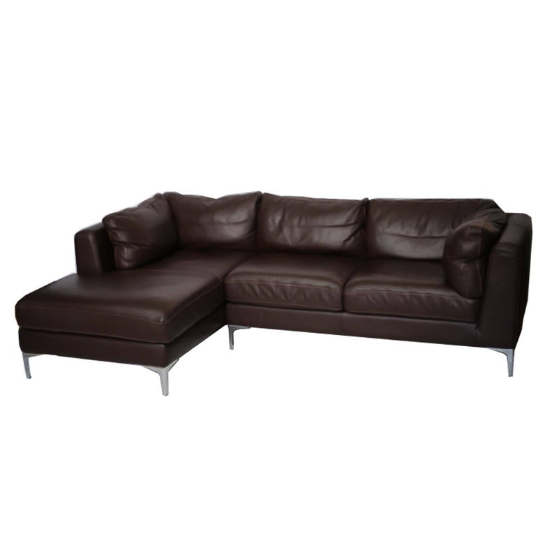 Within Reach Brown Leather Sectional, Nicoletti Leather Sectional Sofa