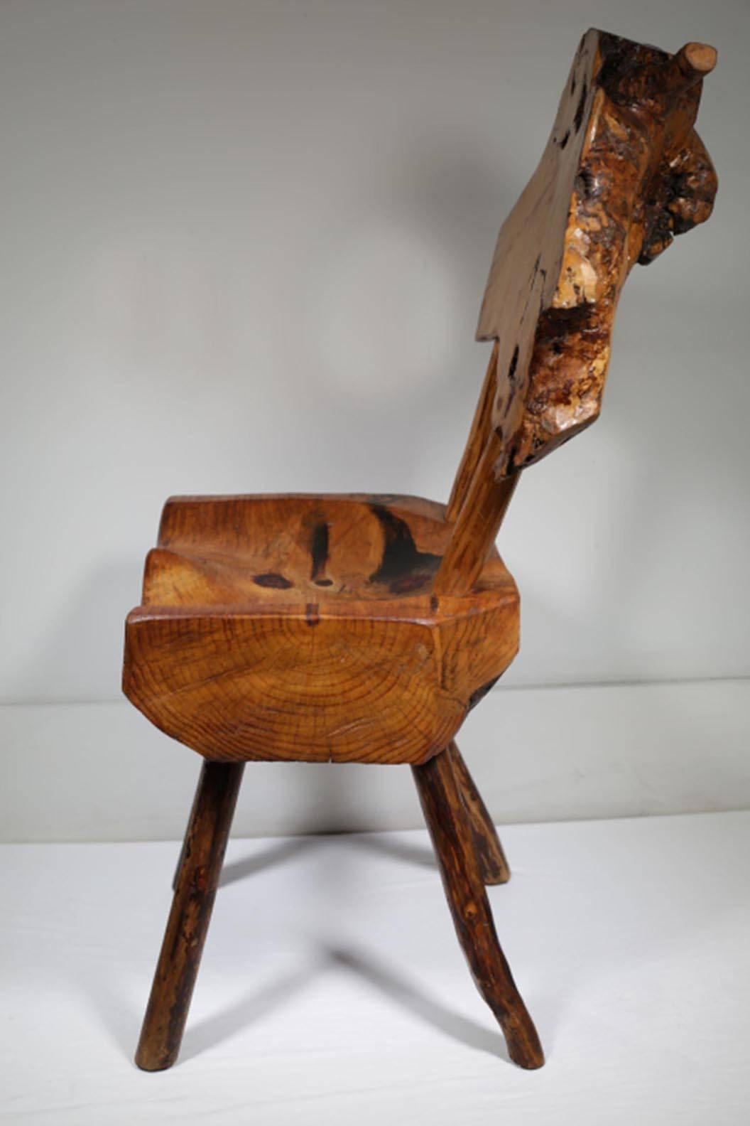 Rustic live edge Hickory and Buckthorn side chair. Very sturdy. Very well made.