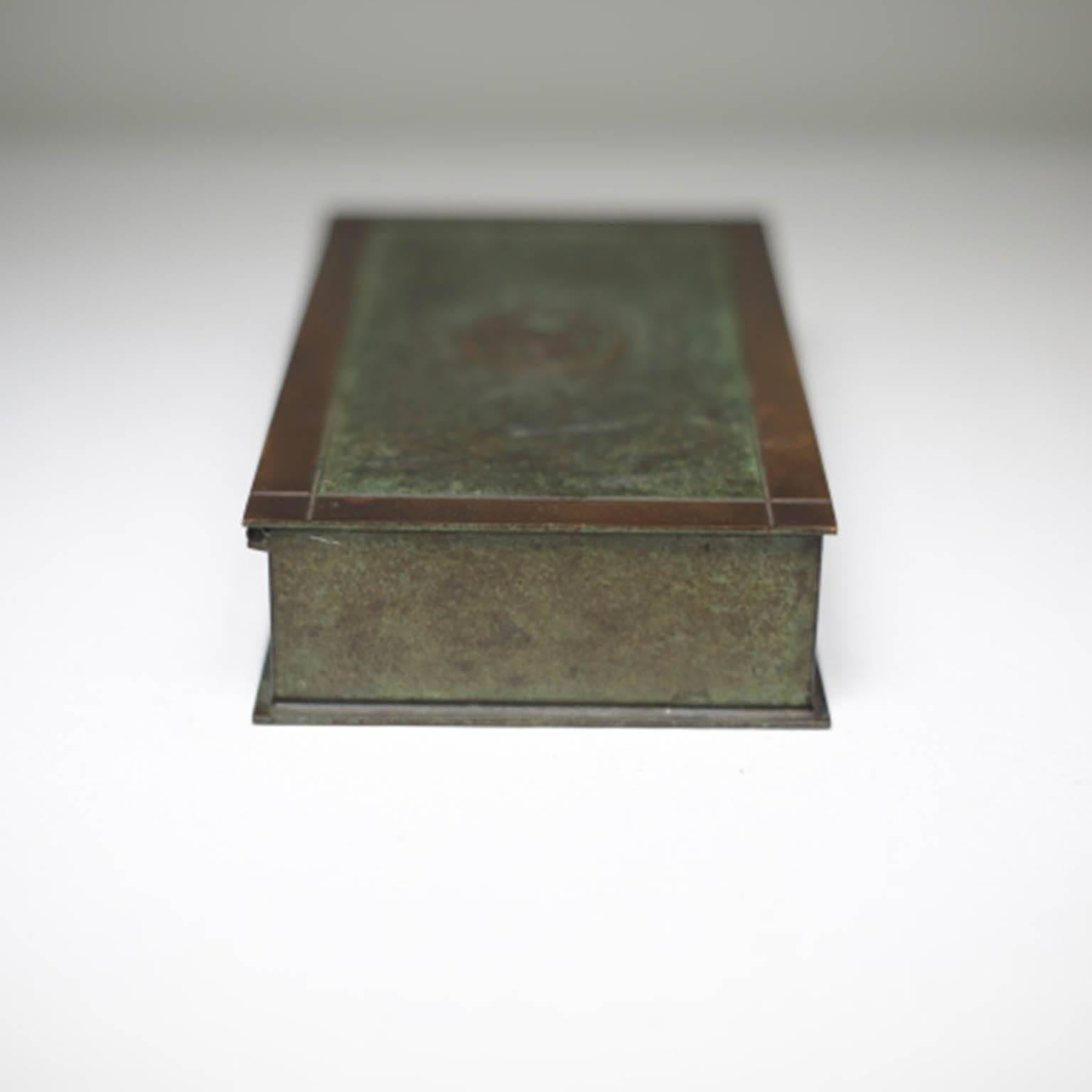 20th Century Antique Art Deco Patinated Copper and Brass Trophy Box, circa 1936