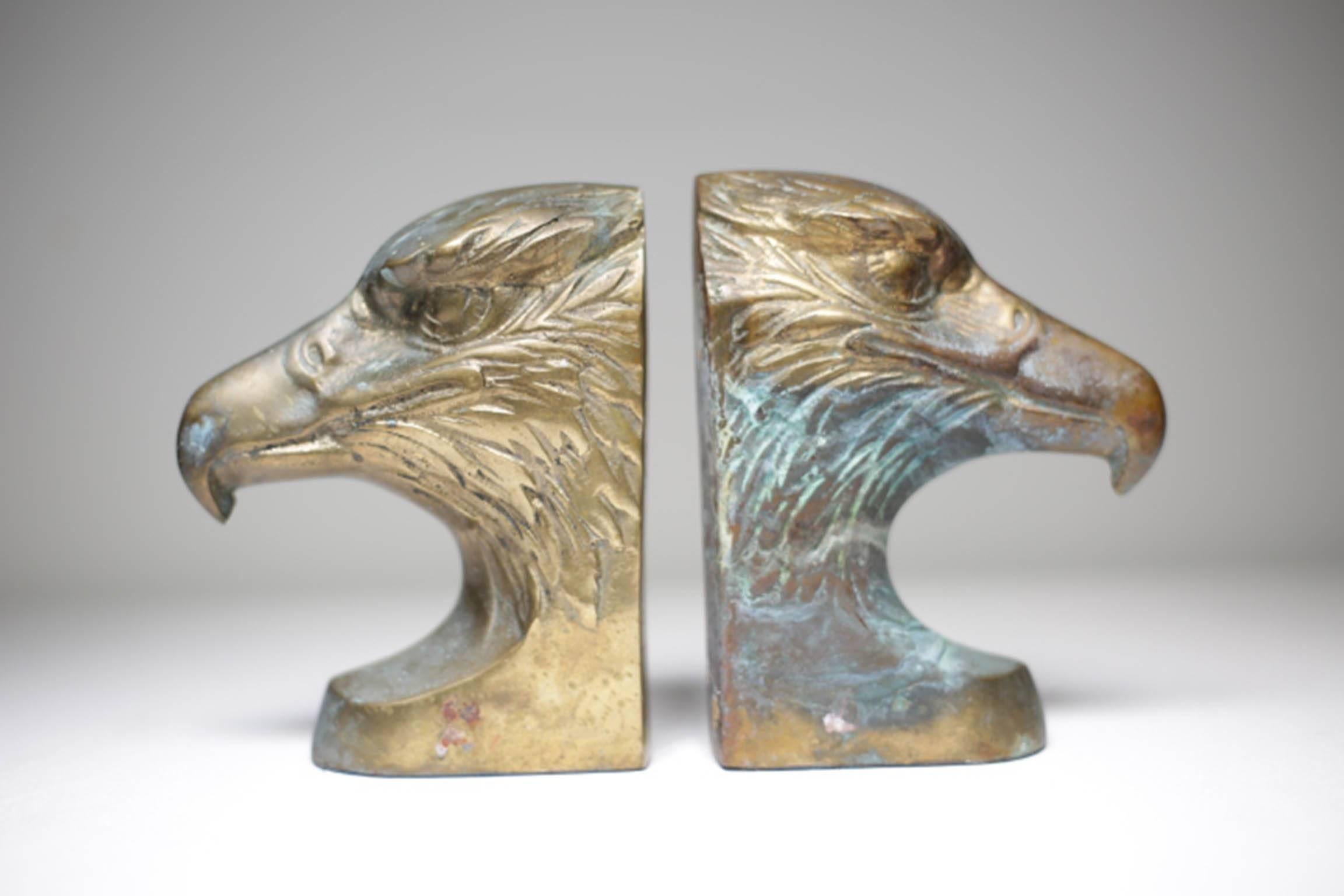 Midcentury brass eagle bookends, circa 1950-1970.