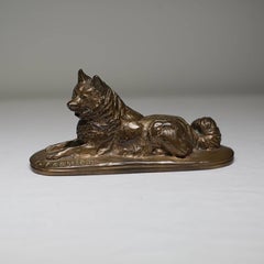 19th Century Signed Fremiet Bronze Dog, circa 1800s